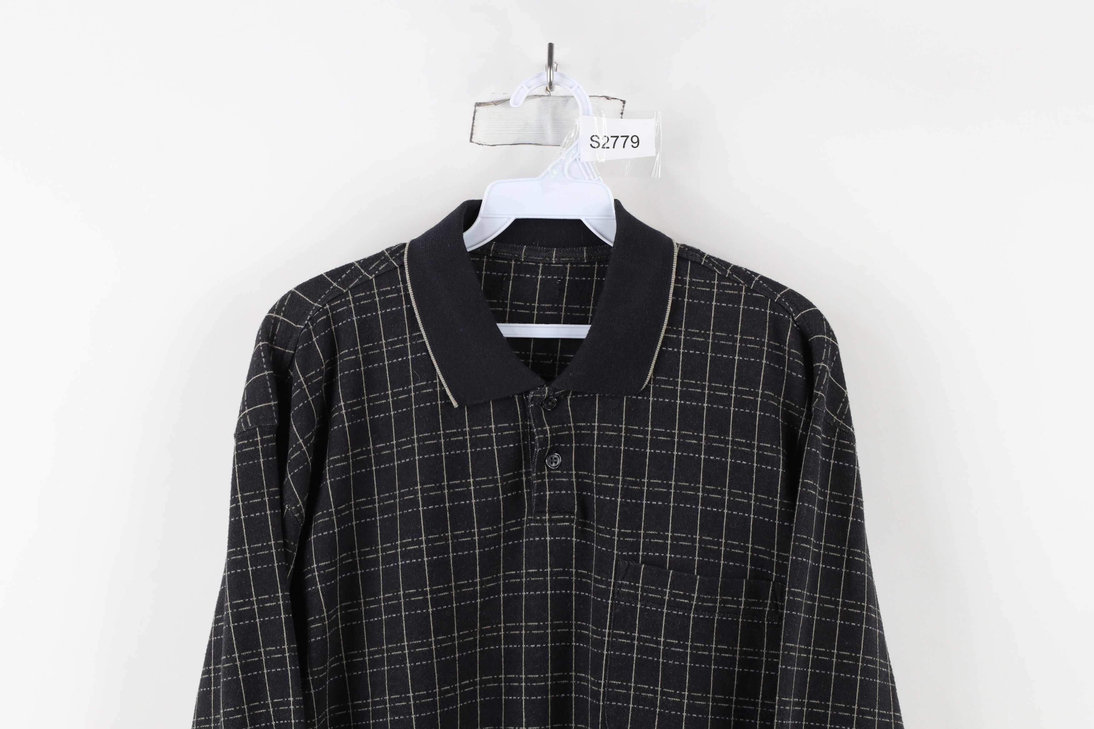 Vintage Vintage 90s Streetwear Checkered Knit Long Sleeve Rugby Polo Size US L / EU 52-54 / 3 - 2 Thumbnail