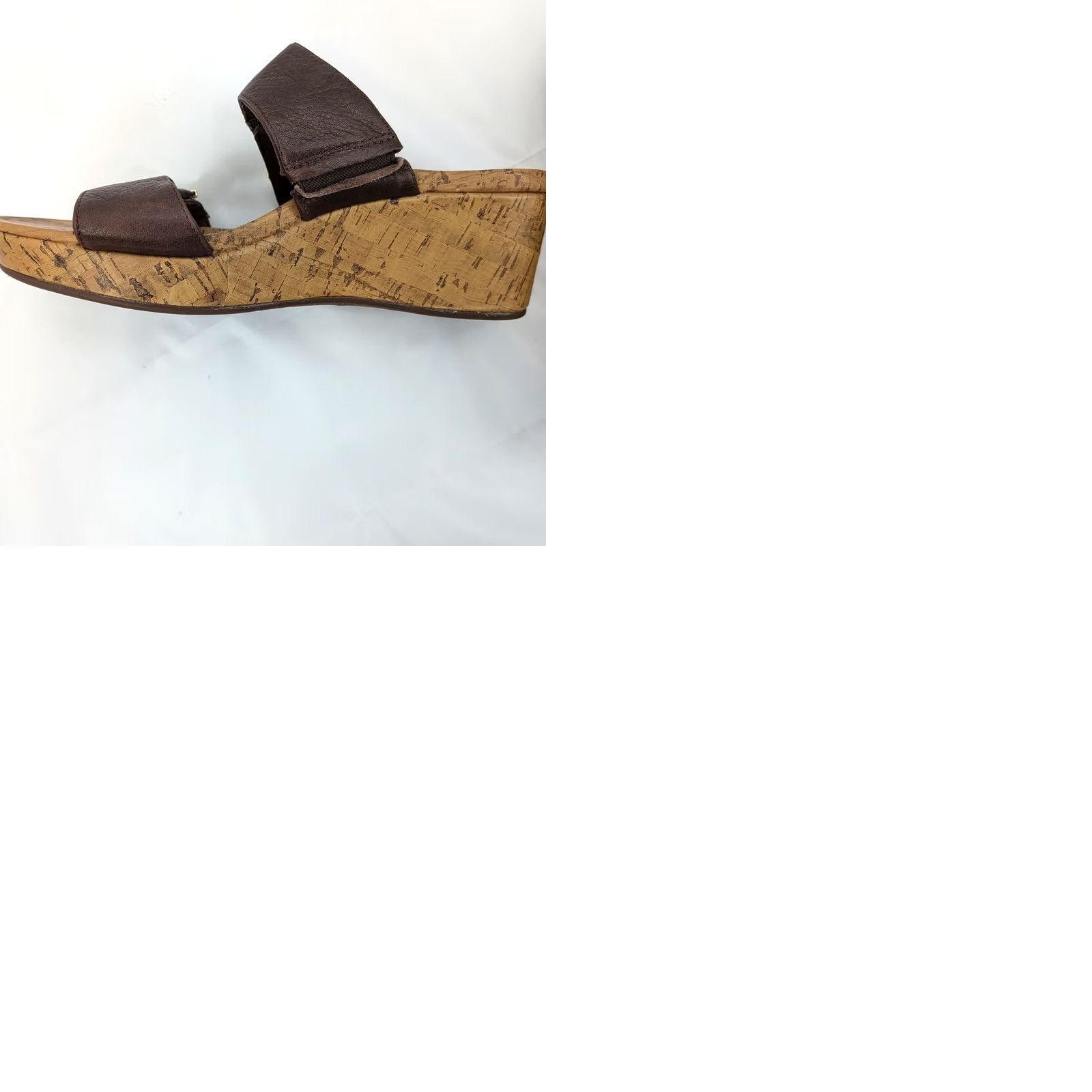 Vionic Vionic Pepper Brown Leather Cork Wedge Slide Sandals - Women 9 Size US 9 / IT 39 - 9 Thumbnail