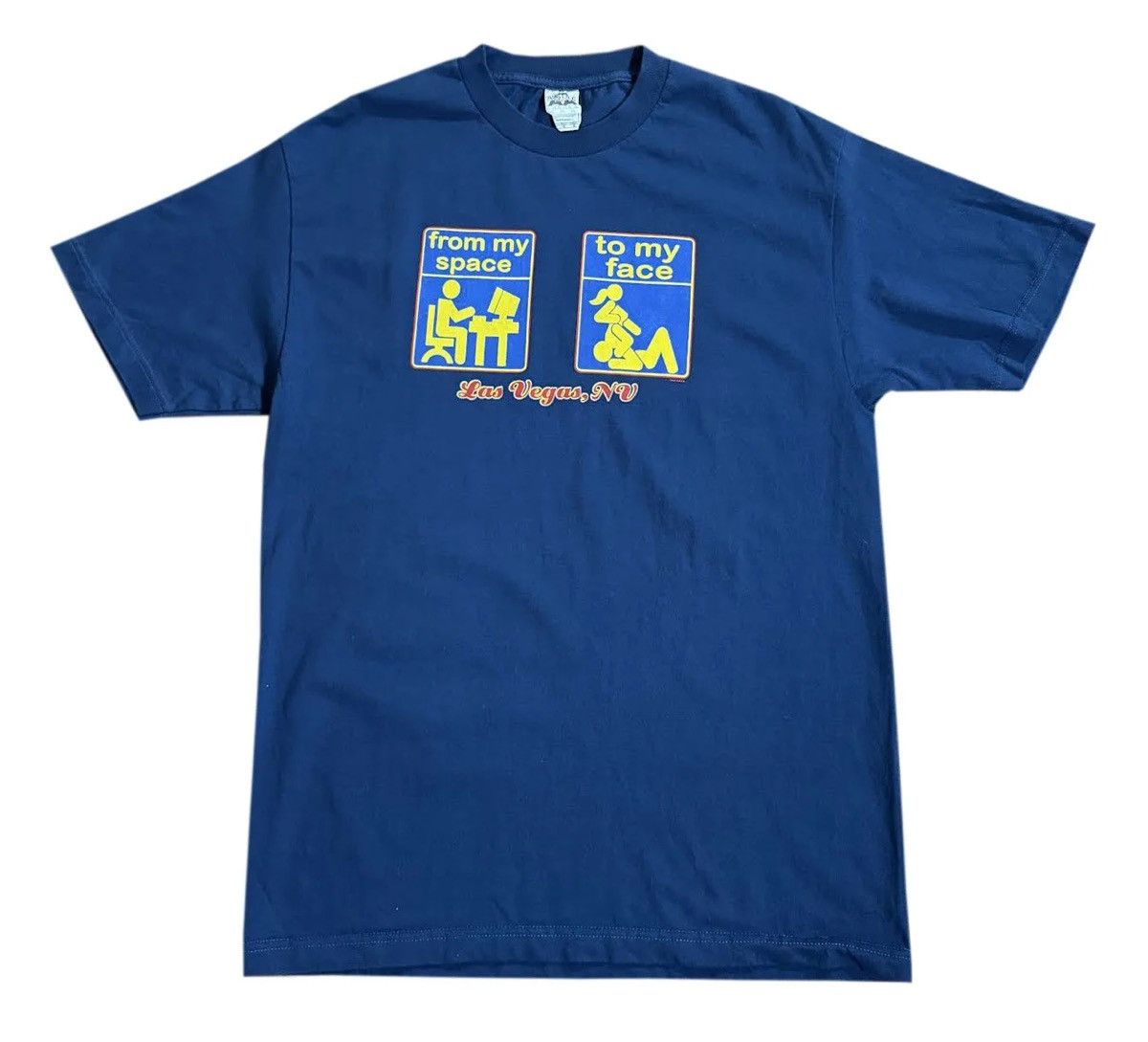 Vintage Vintage From My Space To My Face Las Vegas T Shirt (Size L) Size US L / EU 52-54 / 3 - 1 Thumbnail