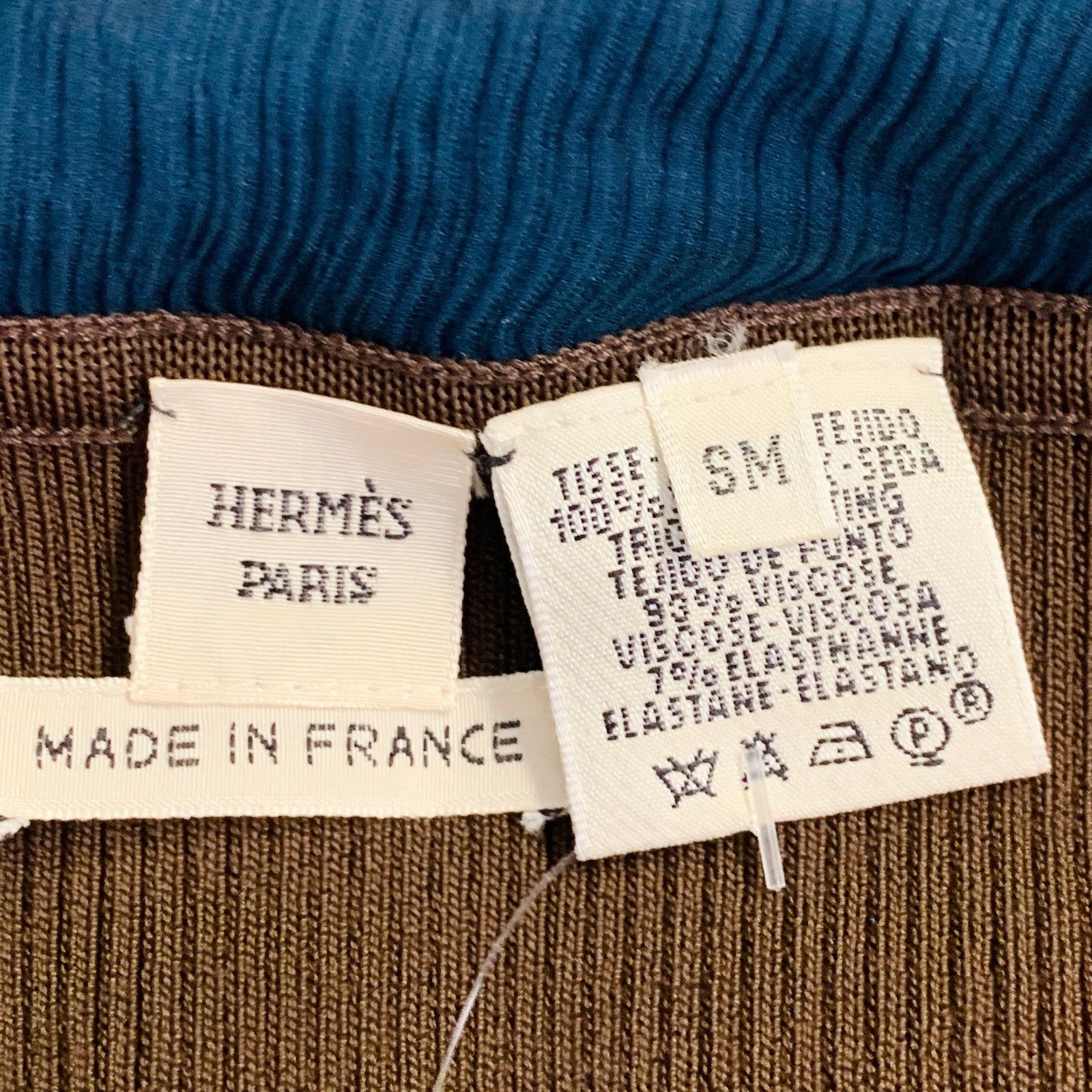Hermes Brown Cobalt Viscose Blend Silk Scarf Halter Dress Top Size S / US 4 / IT 40 - 5 Thumbnail