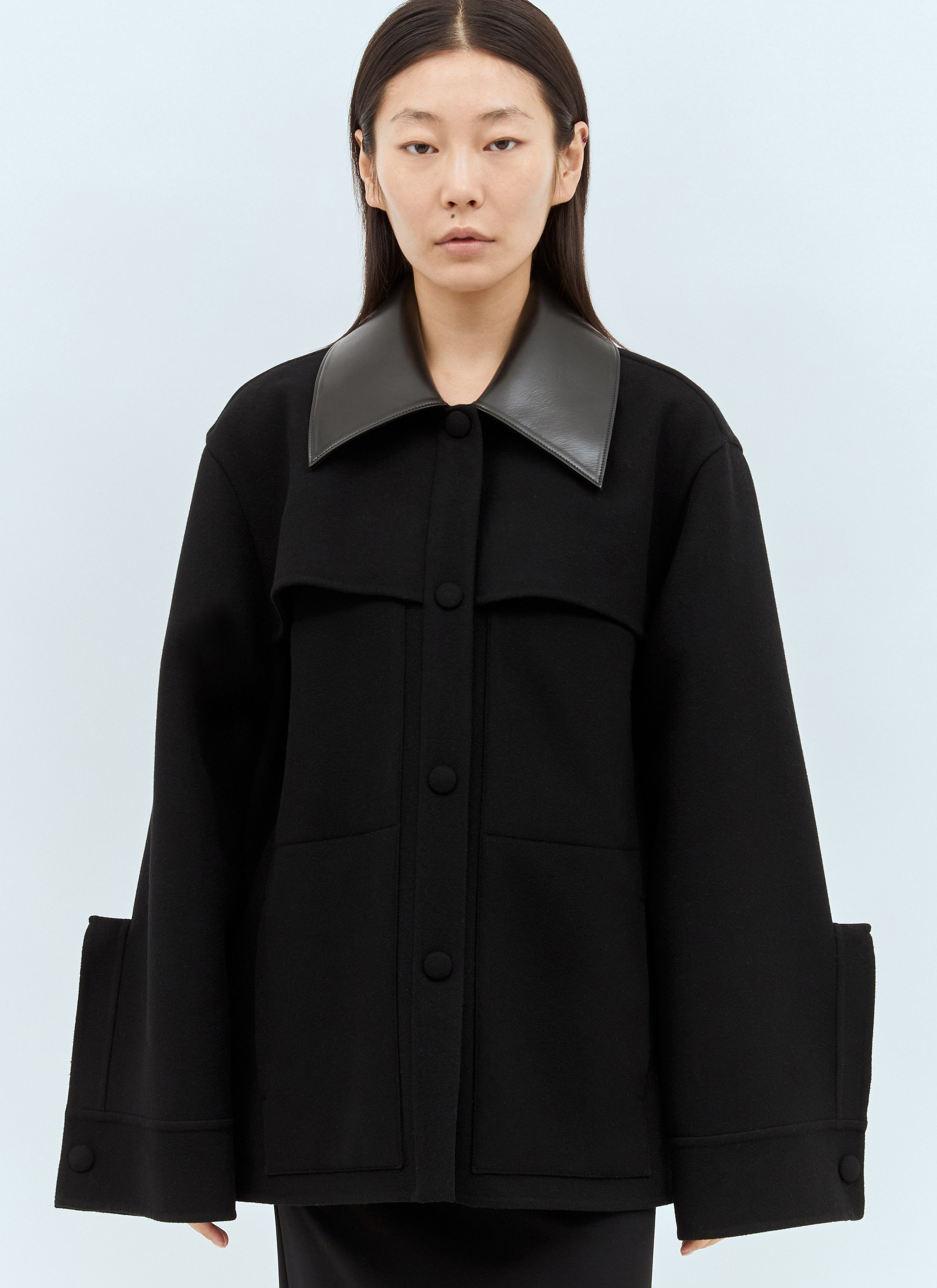 Jil Sander o1w1db10825 Wool Over Shirt in Black Size L / US 10 / IT 46 - 1 Thumbnail