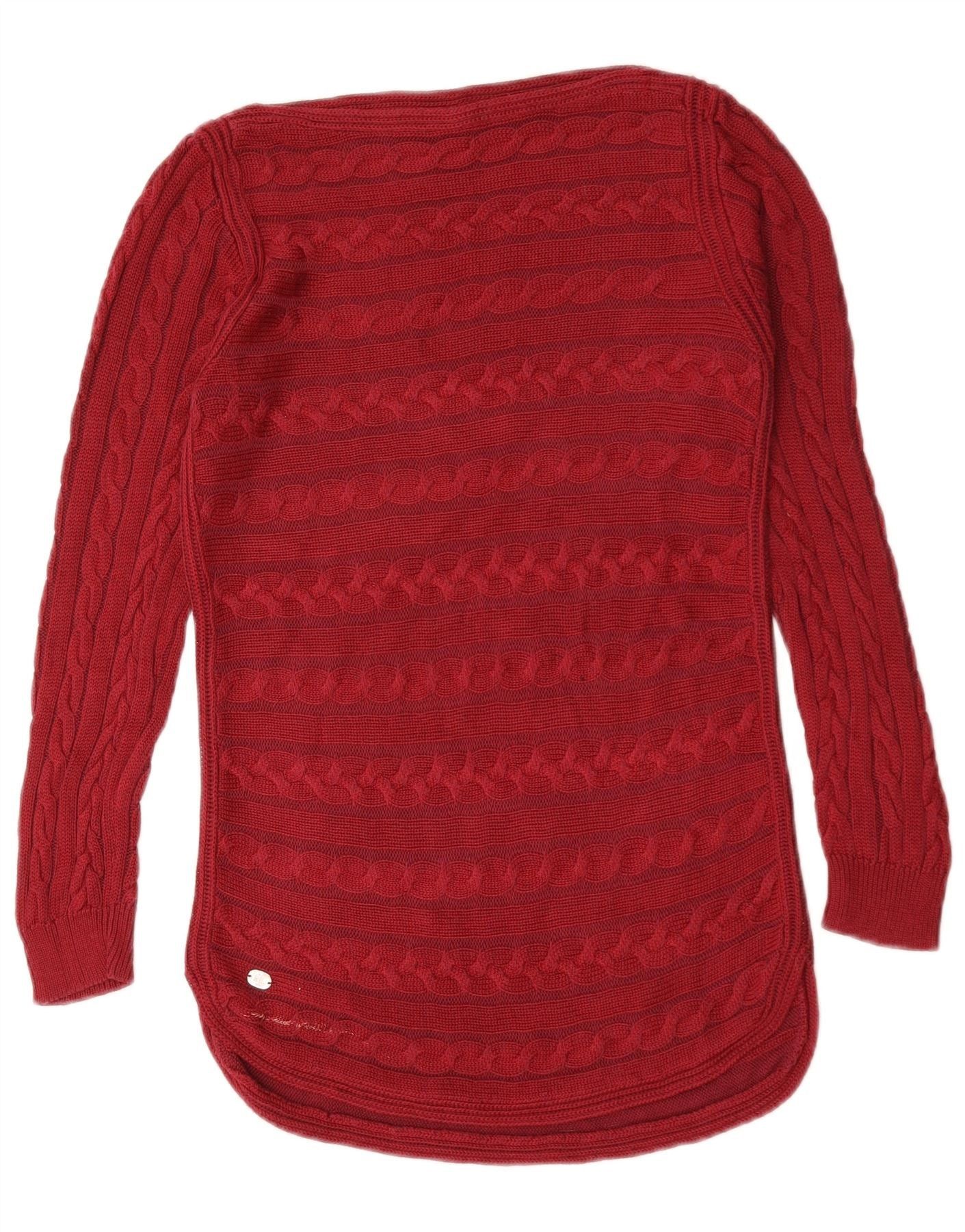 Ralph Lauren Womens Boat Neck Jumper Sweater UK 10 Small Burgundy Striped Size XS / US 0-2 / IT 36-38 - 1 Thumbnail
