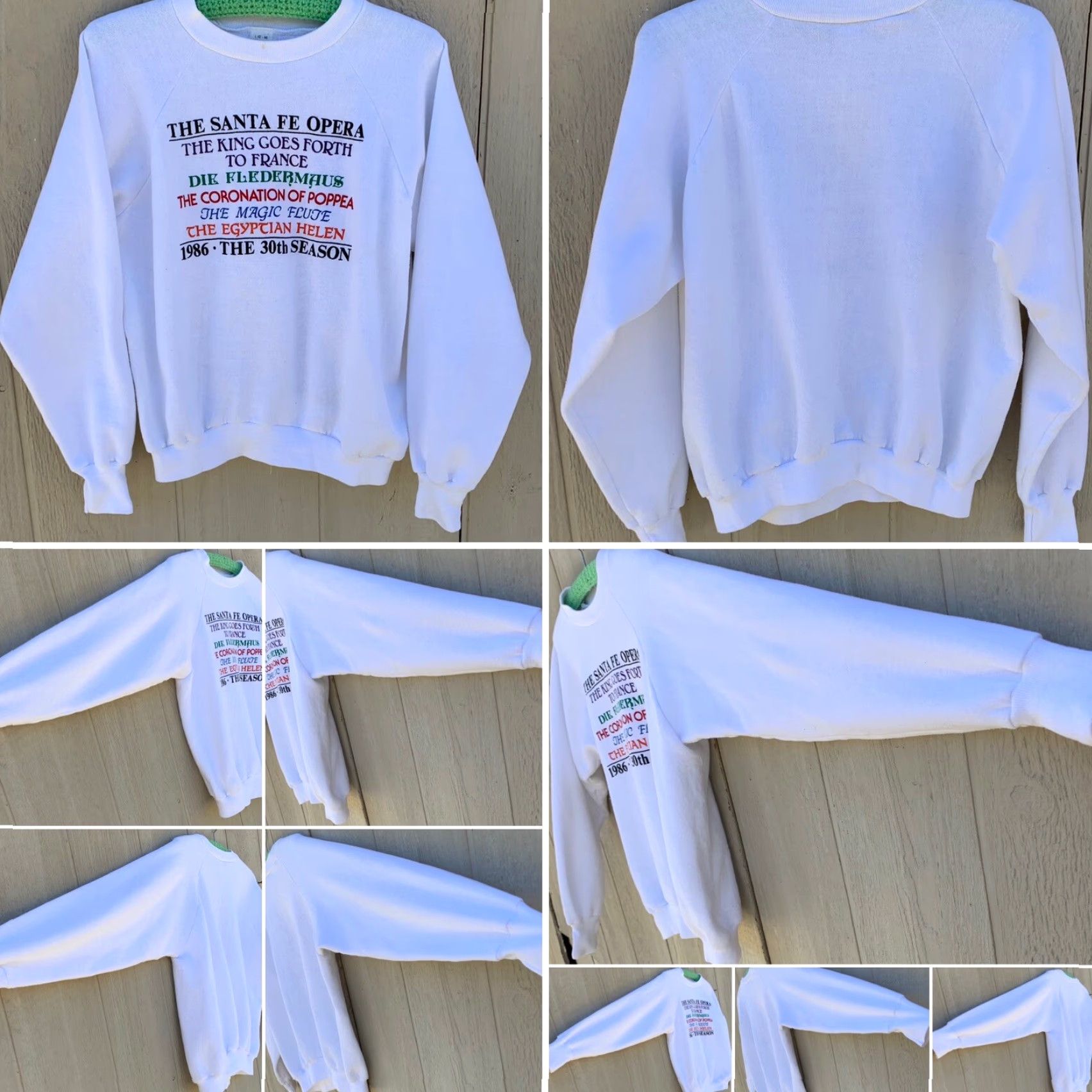 Vintage VINTAGE Healthknit The Santa Fe Opera 1986 The 30th Season raglan sweatshirt 1980s size L White Unisex Adults Sweatshirt 80s Opera Size US L / EU 52-54 / 3 - 4 Thumbnail