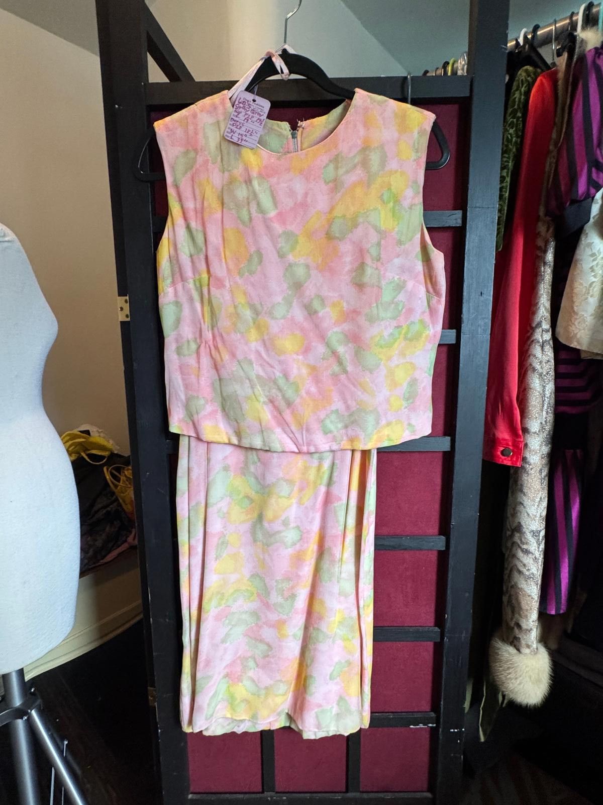 Designer Vintage Pastel Two-Piece Dress Set Size XL / US 12-14 / IT 48-50 - 4 Thumbnail