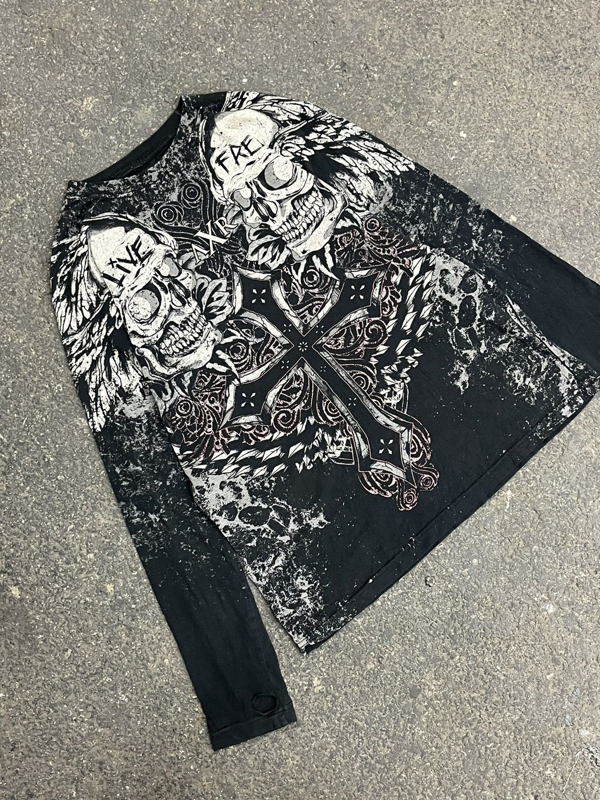 Affliction × Vintage Affliction style longsleeve tee grunge opium skulls skater Size US M / EU 48-50 / 2 - 2 Thumbnail