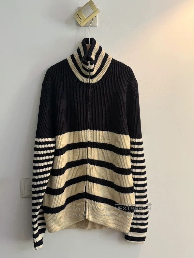 Maison Margiela Black and white zippered knitted coat