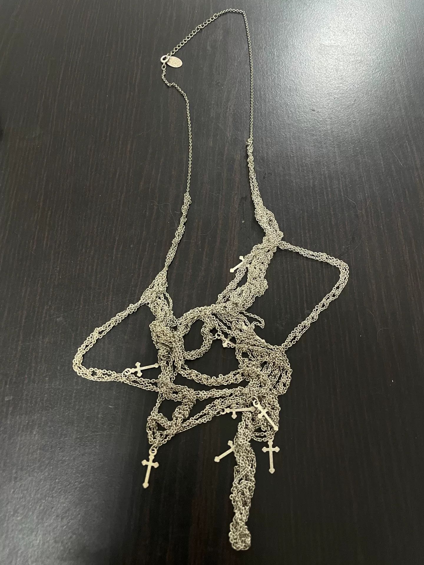 Hysteric Glamour Silver Layered Cross Necklace