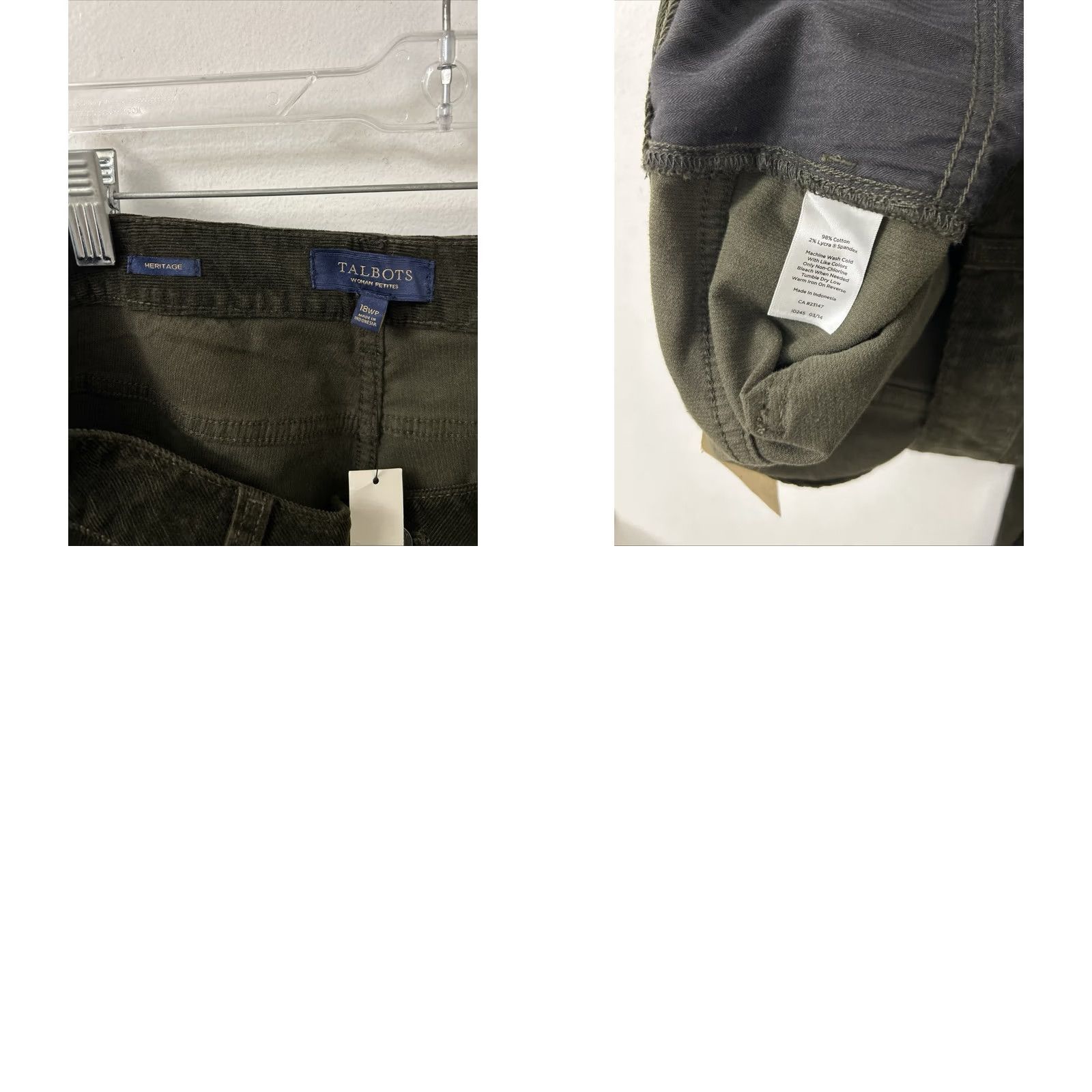 Talbots Here'S my refined title: Talbots Heritage Corduroy Pants Womens 18 Olive Green Straight Leg NWT 9 MSRP Size 40" / US 18 - 9 Thumbnail