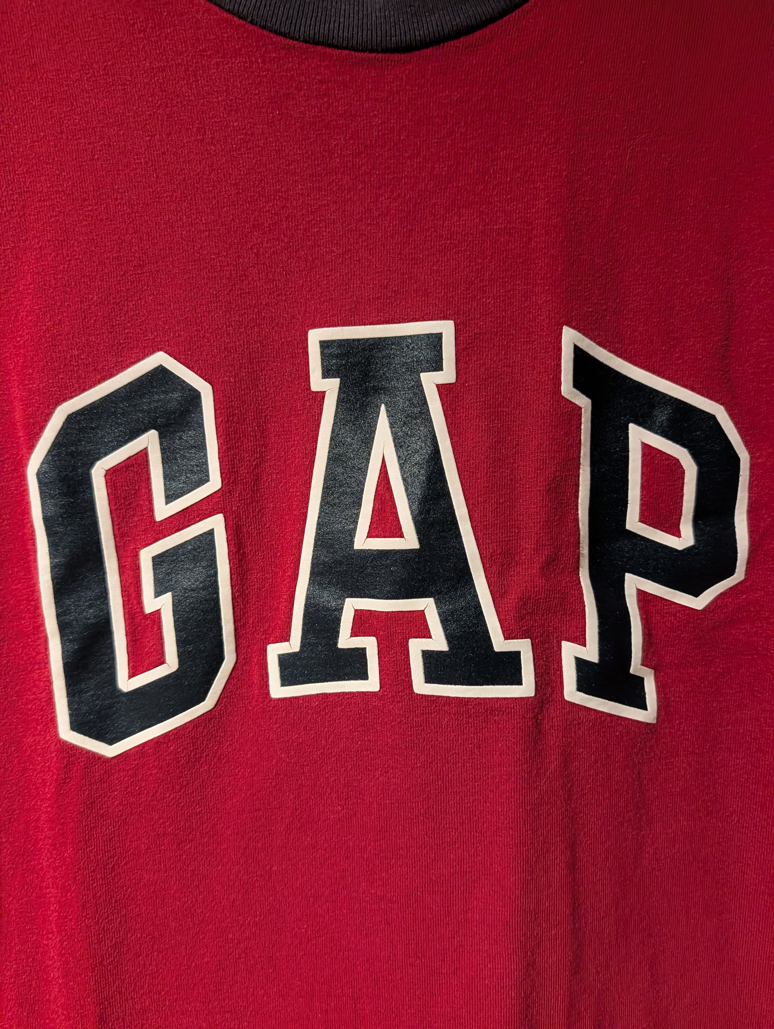 Gap Vintage Y2K Gap Spell Out Kids Red X-Large Ringer T-Shirt Size S / US 4 / IT 40 - 2 Thumbnail