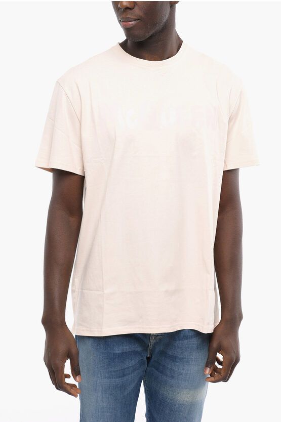 image of Alexander Mcqueen Crew Neck Cotton T-Shirt With Ton Sur Ton Print in Pink, Men's (Size XL)