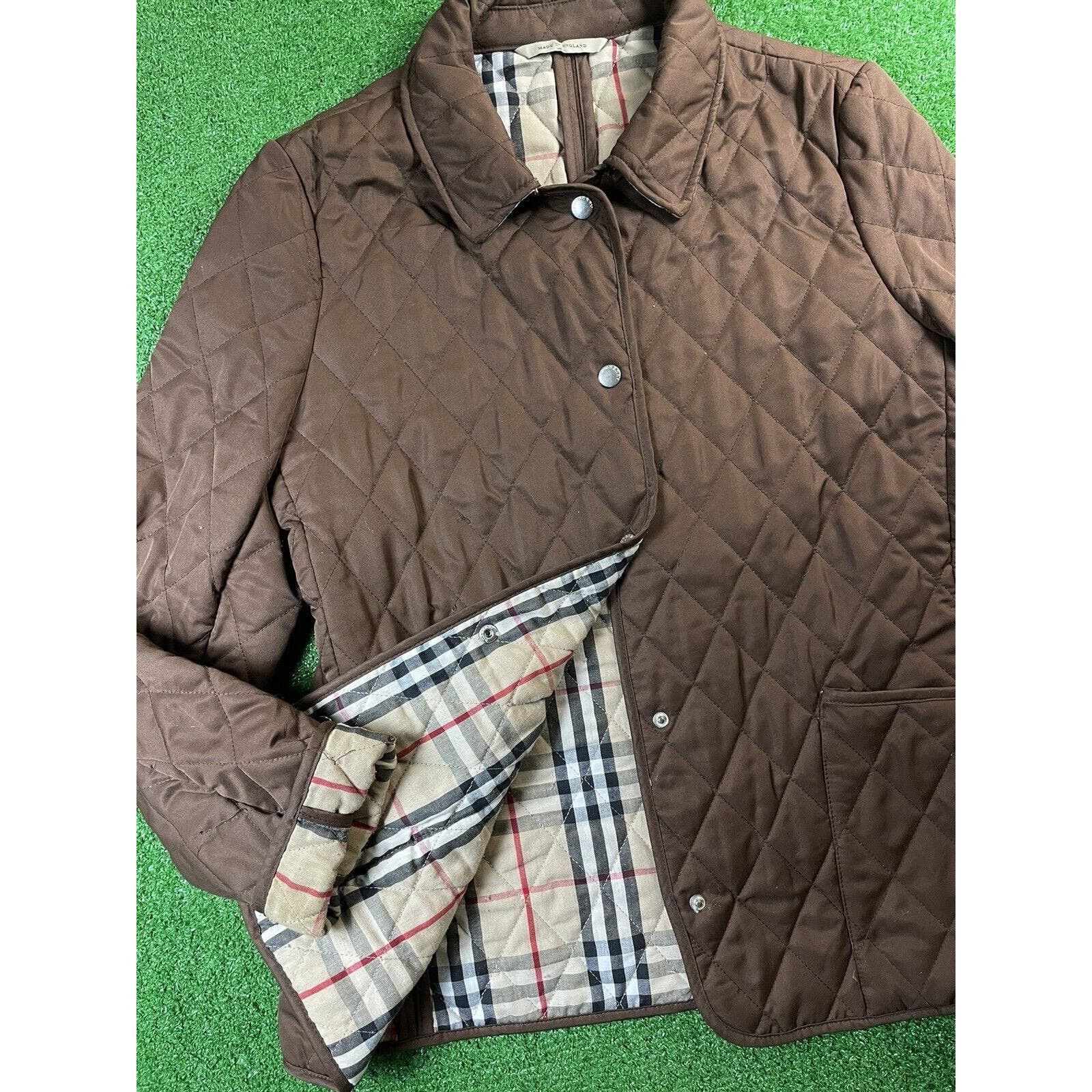 Image of Burberry London Brown Quilted Nova Check Lined Small Jacket, Women's