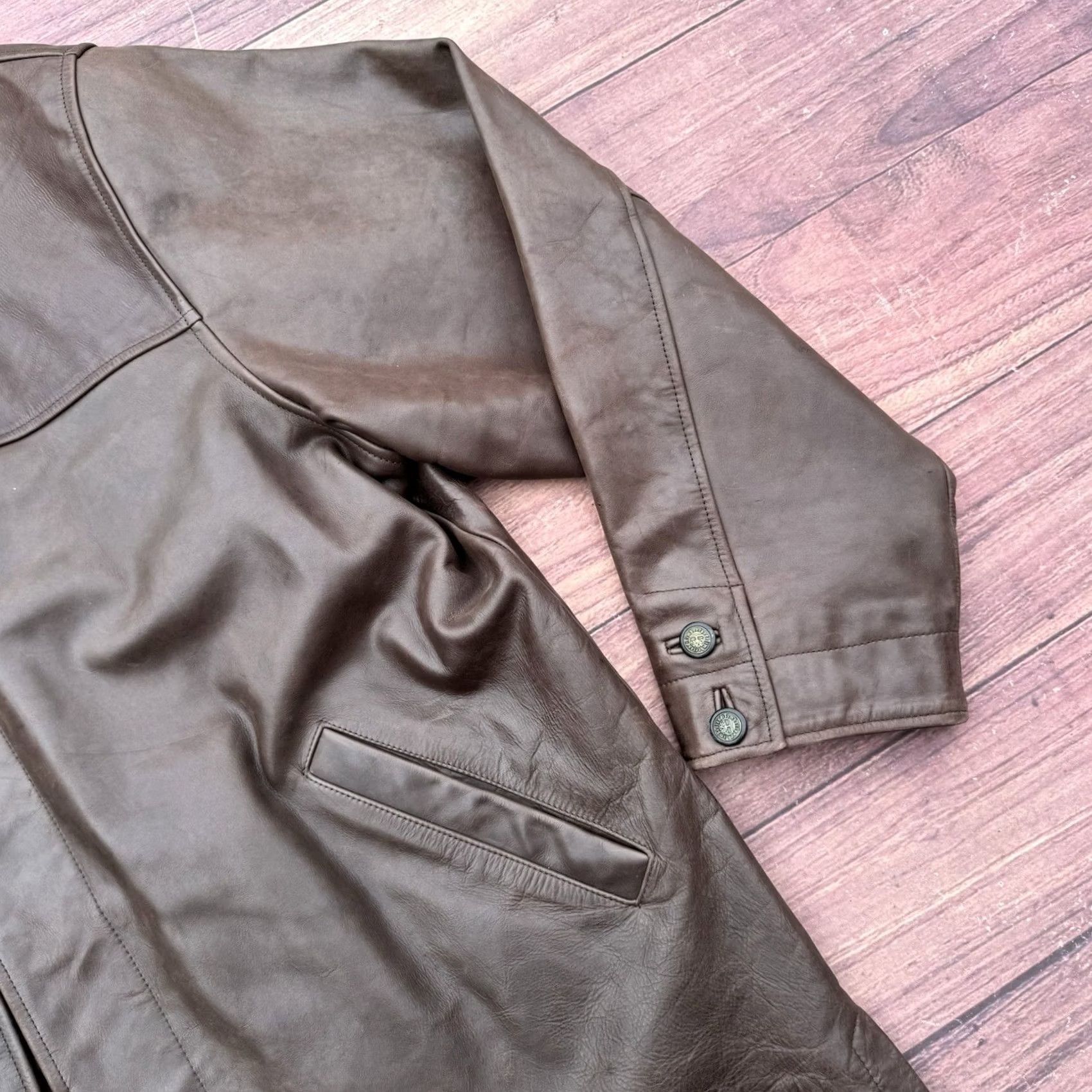 Timberland VINTAGE Timberland Weathergear Heavyweight Leather Jacket Men's XL Brown Bomber Jacket 90s Classic Outdoor Winter Size US XL / EU 56 / 4 - 4 Thumbnail