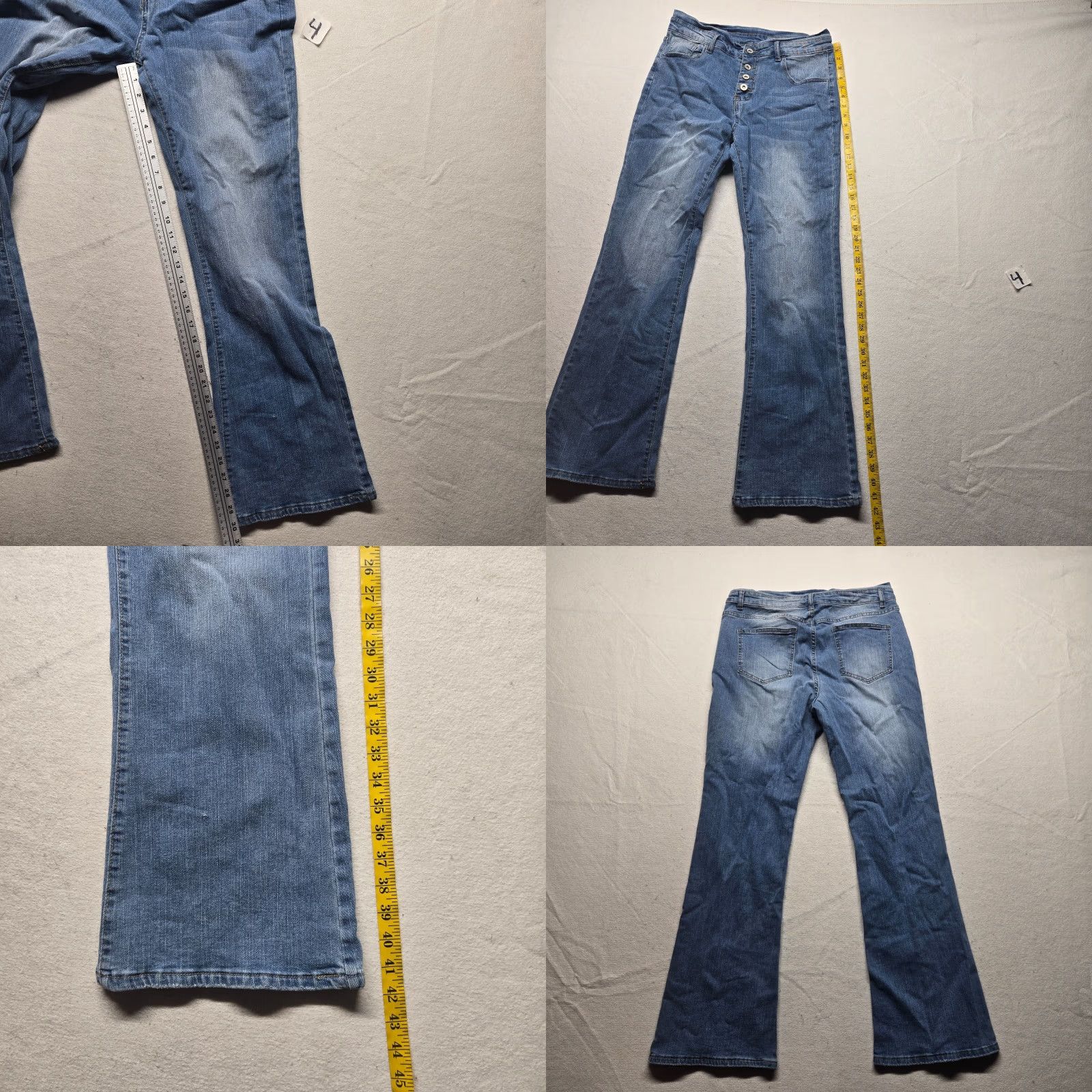 Denime Blue Jeans Denim 4 Button Flair Cut Pants Adult Women's XL Blue Denim Skinny PANTS Womens XL Modern Casual Workwear Size 40" / US 18 - 8 Thumbnail