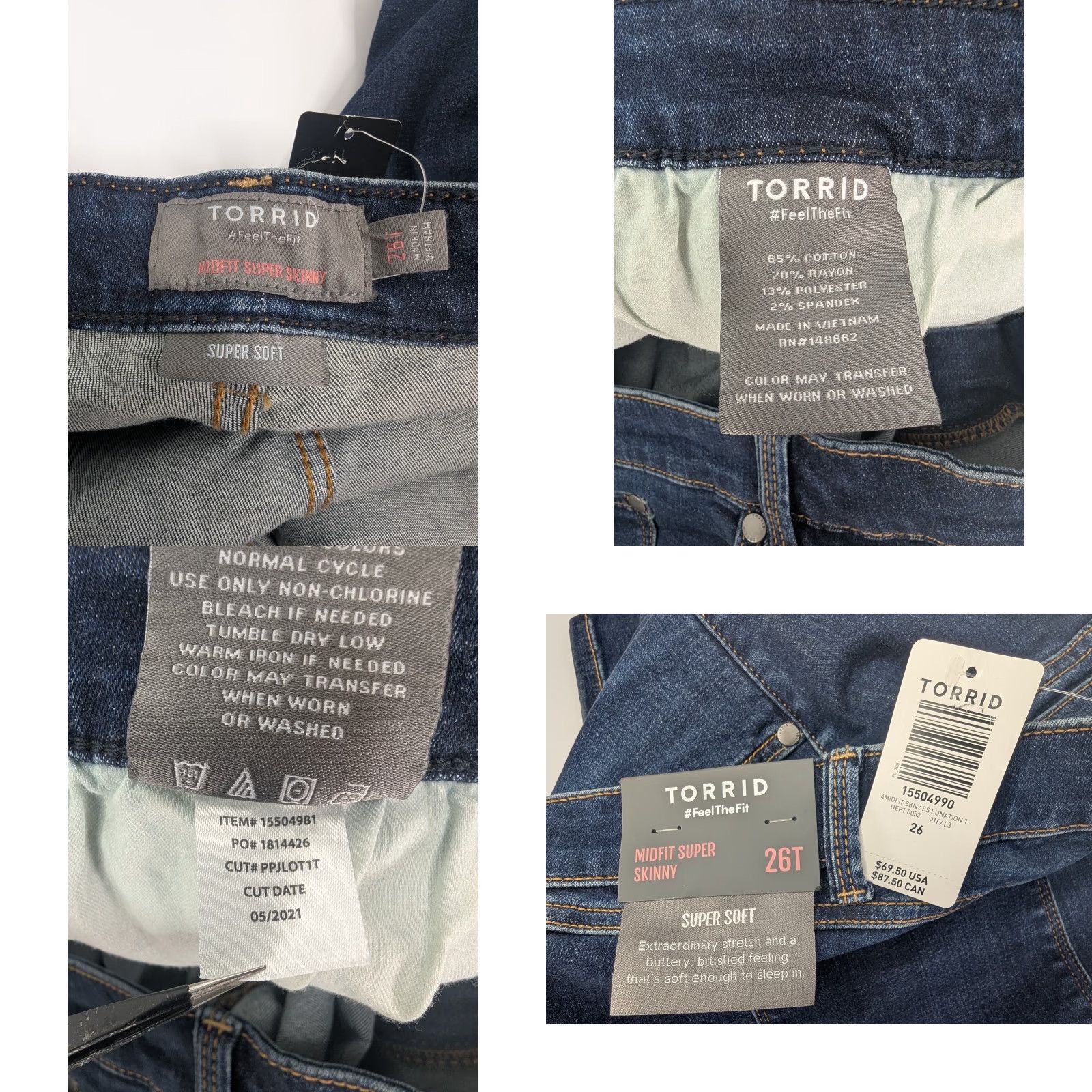 Torrid Torrid Jeans Slim 5-Pocket Denim High Rise Dark Wash Women Size 26 Tall Blue Skinny Stretch NWT Size 26" / US 2 / IT 38 - 9 Thumbnail