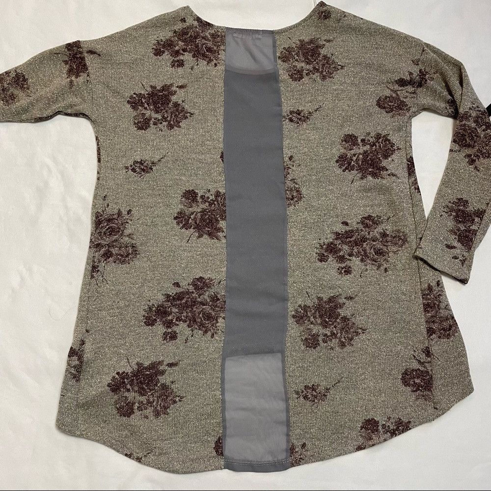 Other Lush Sparkle Floral Sweater Tunic With Back Sheer Panel Siz Size L / US 10 / IT 46 - 6 Thumbnail