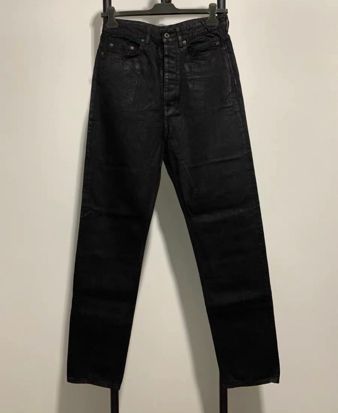 Pre-owned Rick Owens Black Wide-leg Jeans Waxed In Multicolor