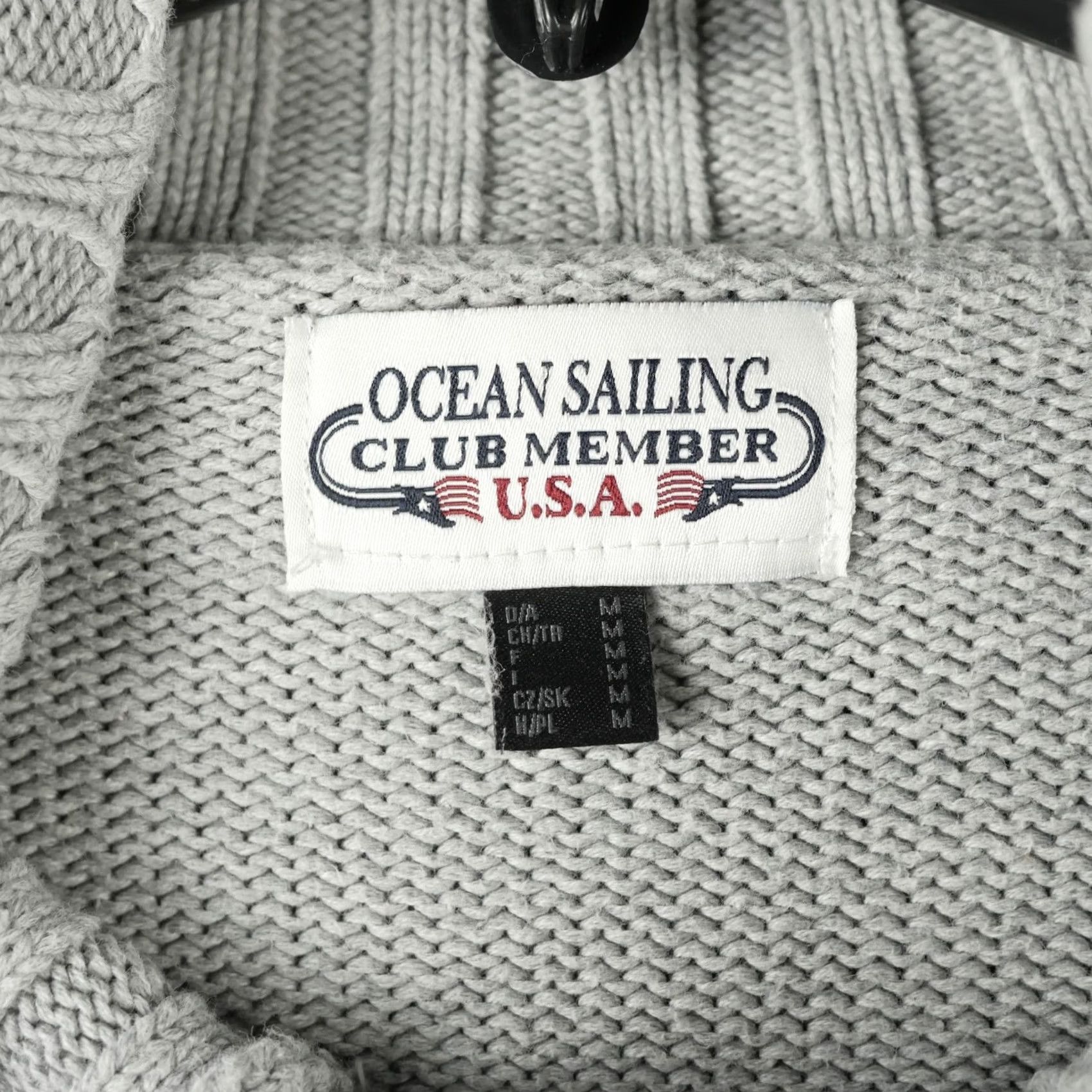 Vintage Ocean Sailing Club Member Mens Gray Cotton Knit Henley Mock Neck Sweater Medium Size US M / EU 48-50 / 2 - 5 Thumbnail
