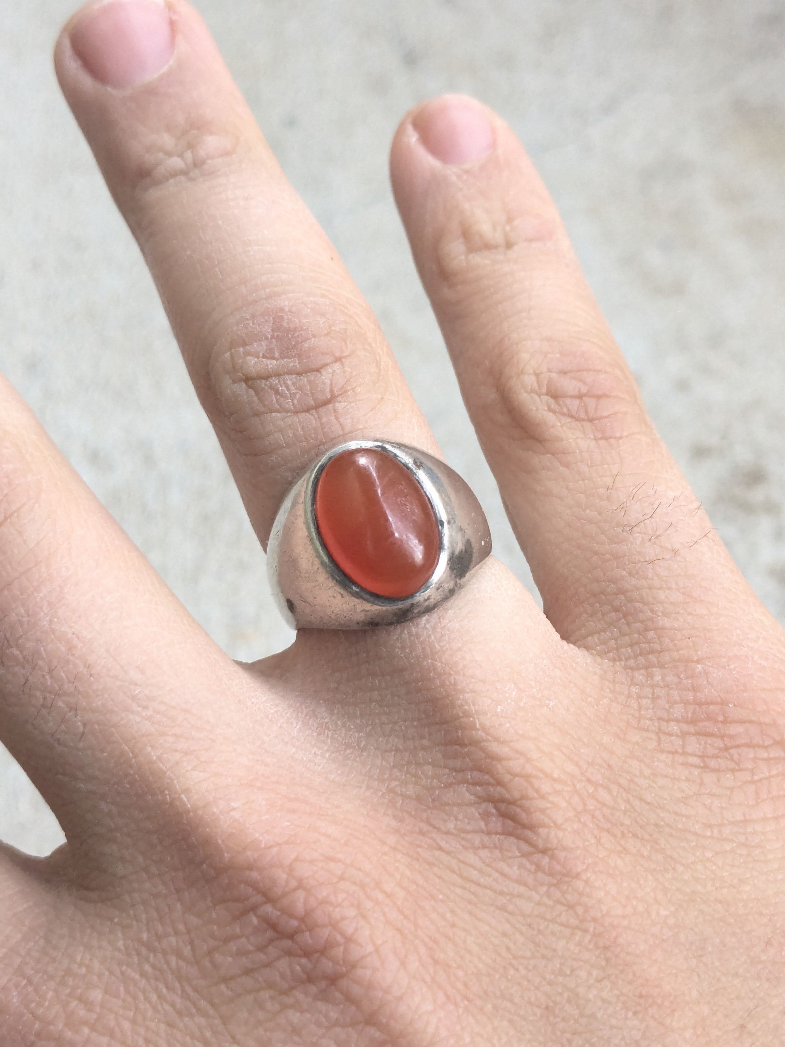 Jewelry × Sterling Silver Vintage Sterling Silver Ring Carnelian Oval 8.75 Orange Size ONE SIZE - 10 Thumbnail