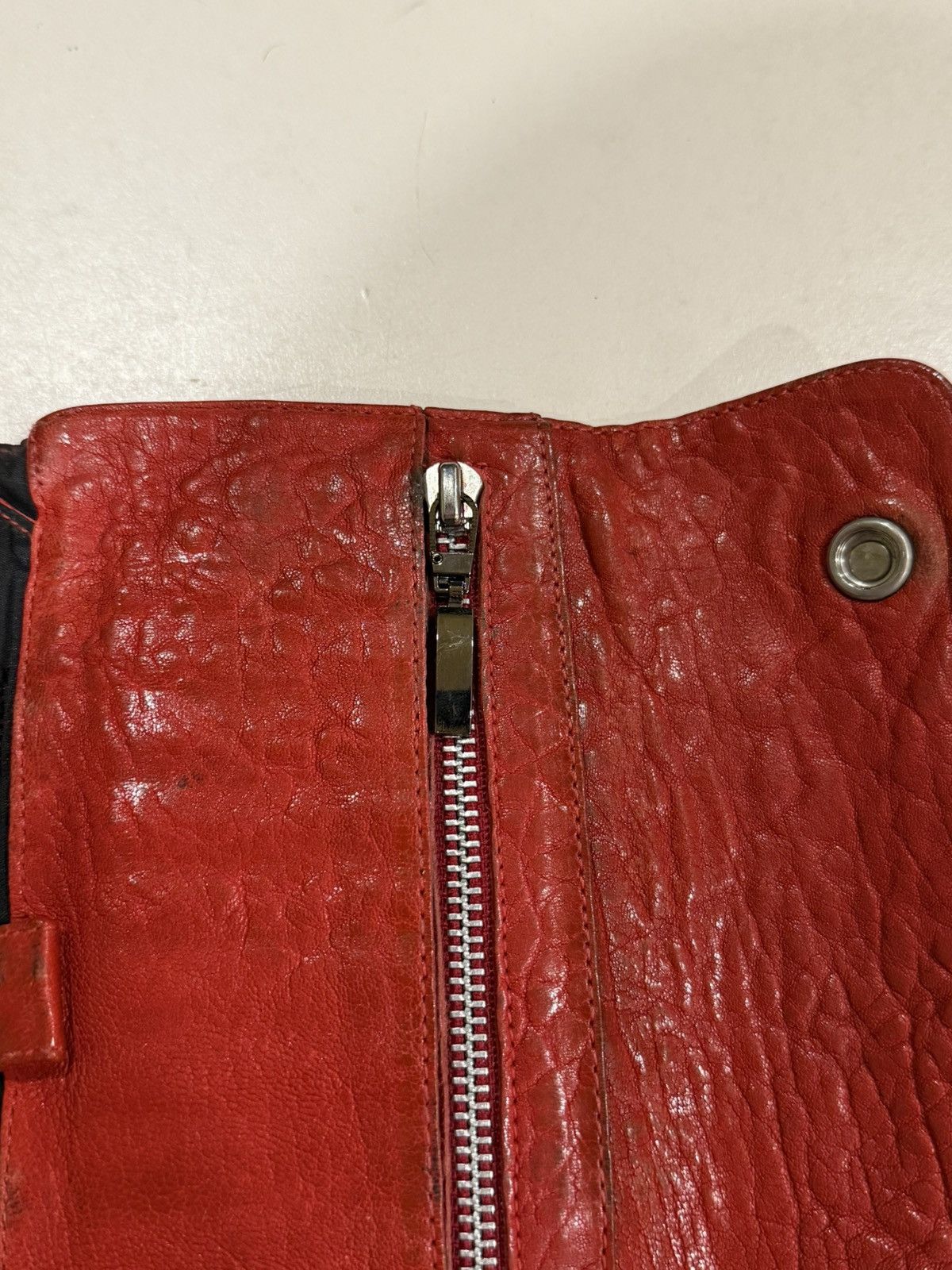 Chrome Hearts Chrome Hearts Wave Wallet Red Leather Silver Cross Snaps 925 Size ONE SIZE - 12 Thumbnail