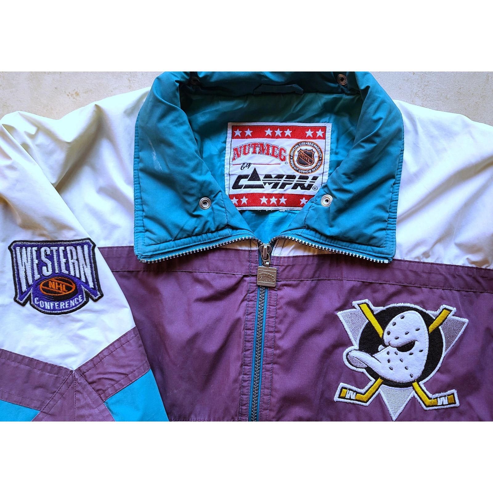 NHL Anaheim Mighty Ducks 90s NUTMEG puffer XL teal NHL vintage Size US XL / EU 56 / 4 - 5 Thumbnail