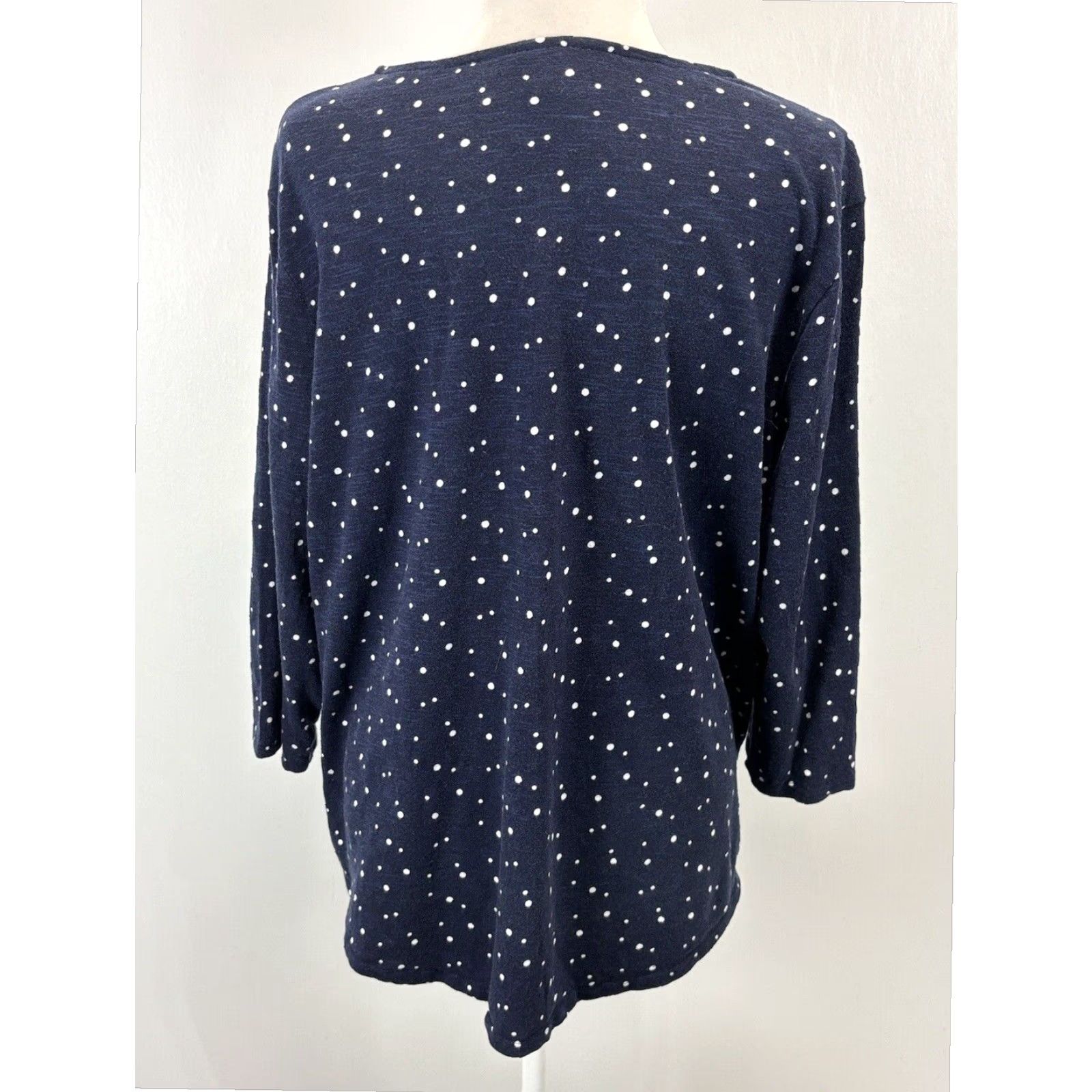 Vintage CHICOS Women's Polka Dot Casual T-Shirt Navy Blue Cotton X-Large Size XL / US 12-14 / IT 48-50 - 3 Thumbnail