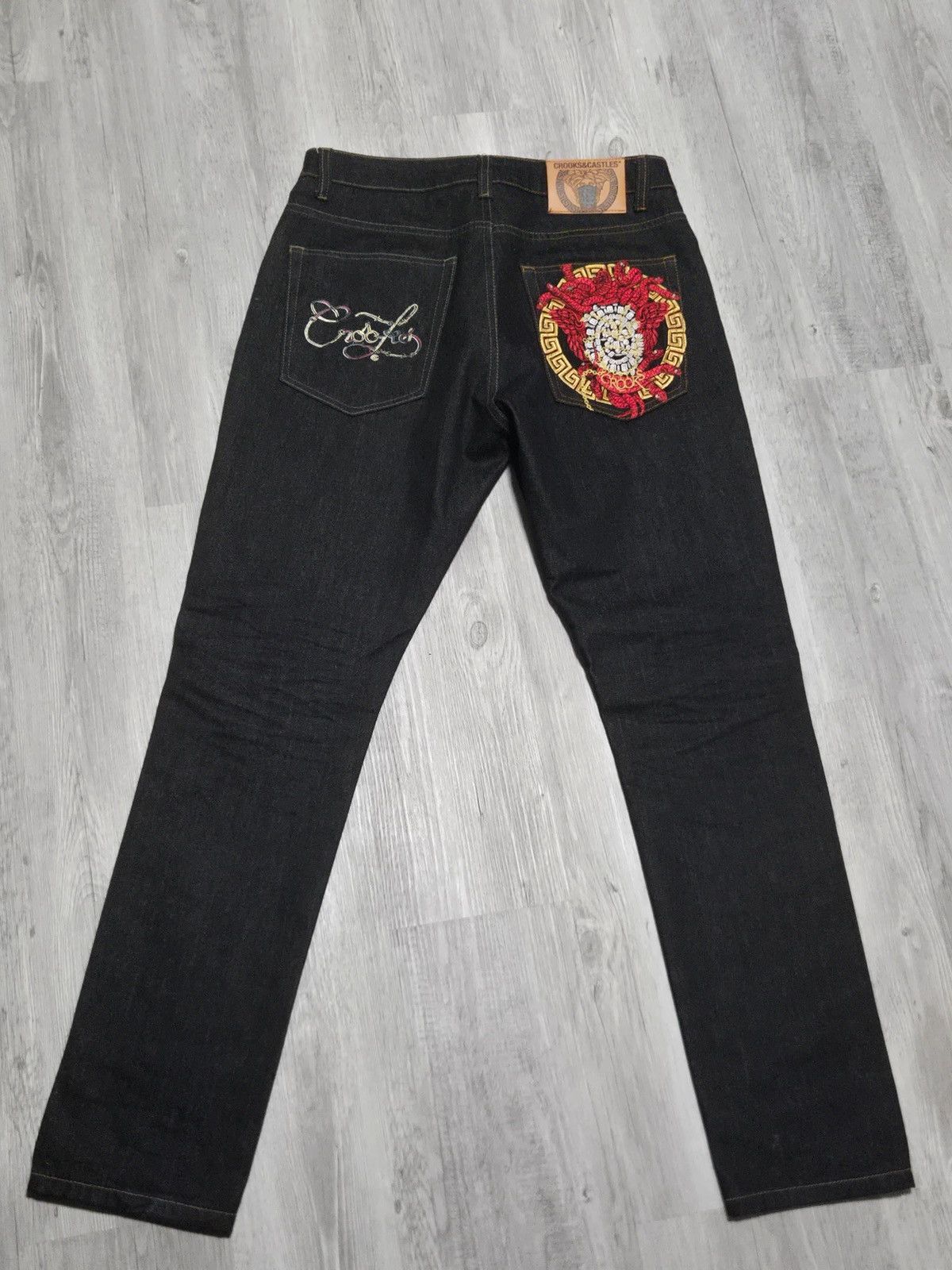 Crooks & Castles Y2K Embroidered Mens Jeans Size US 36 / EU 52 - 1 Thumbnail