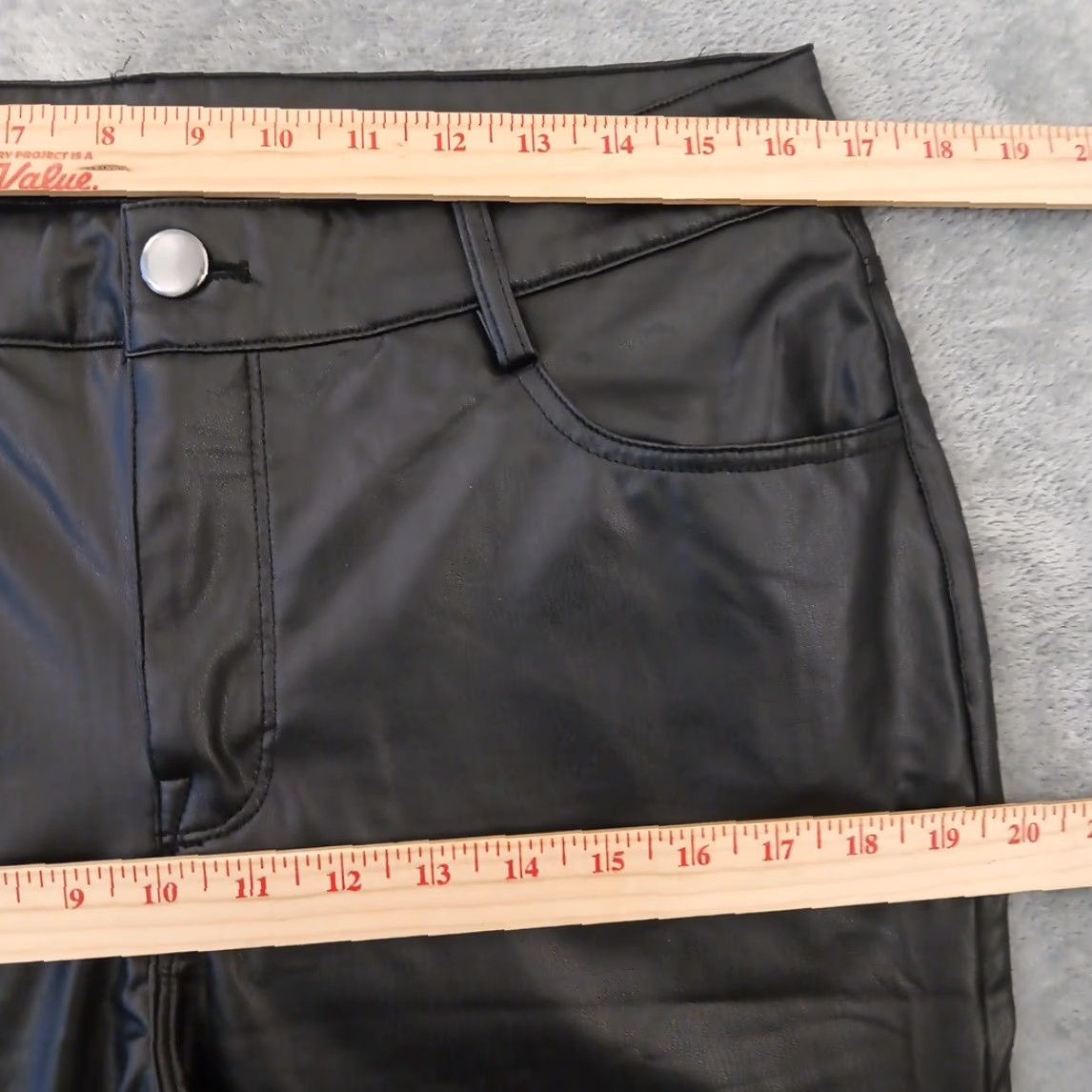 Vintage Maurices Ankle Pants Womens Size 14 Black Faux Leather Pockets 32x29.5 High Rise Straight Leg Flat Front N/A Size 36" / US 14 / IT 50 - 2 Thumbnail