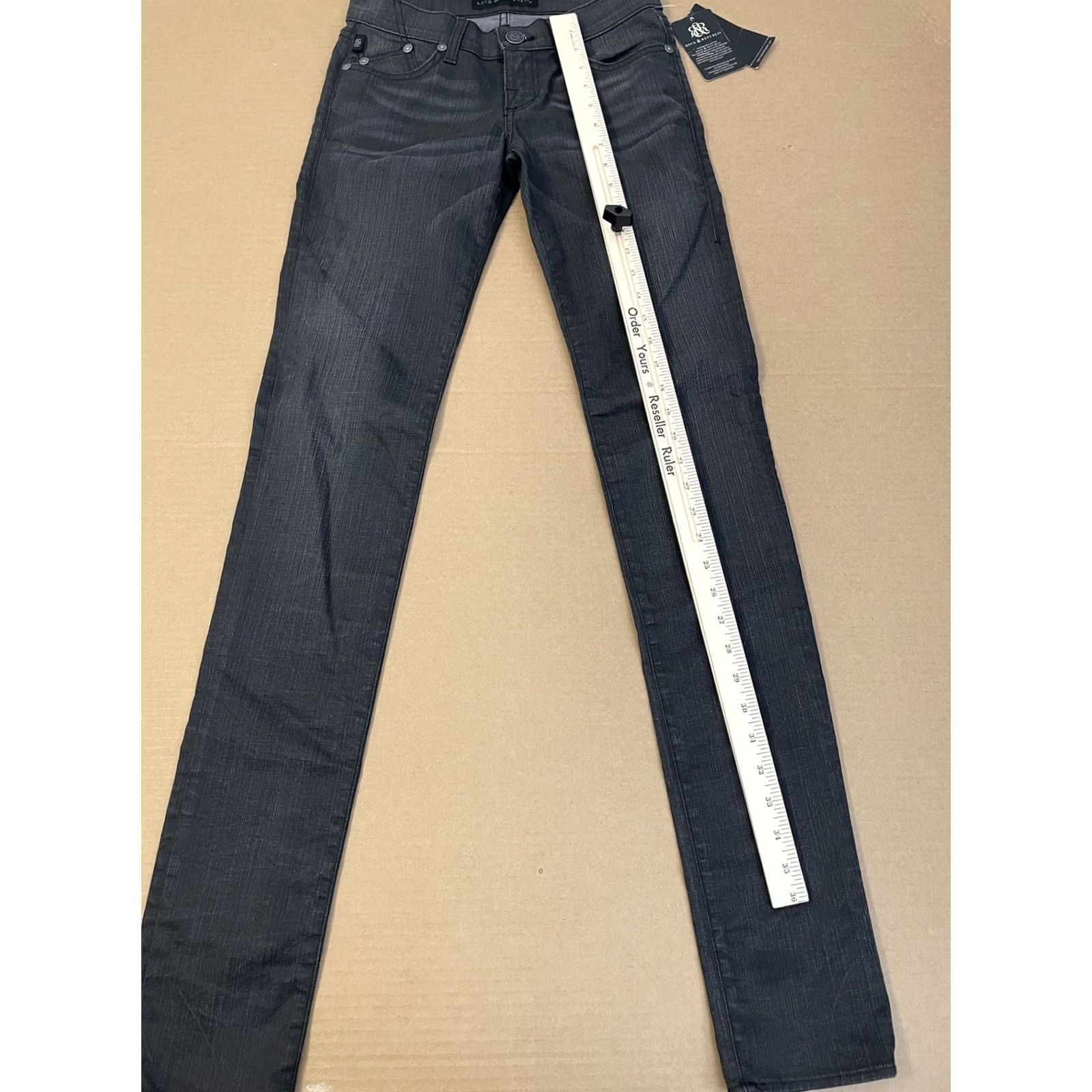 Vintage Rock & Republic Jeans Womens 25 Gray Skinny Zipper Fly Pockets Distress Ladies Size 42" / US 20 - 7 Thumbnail