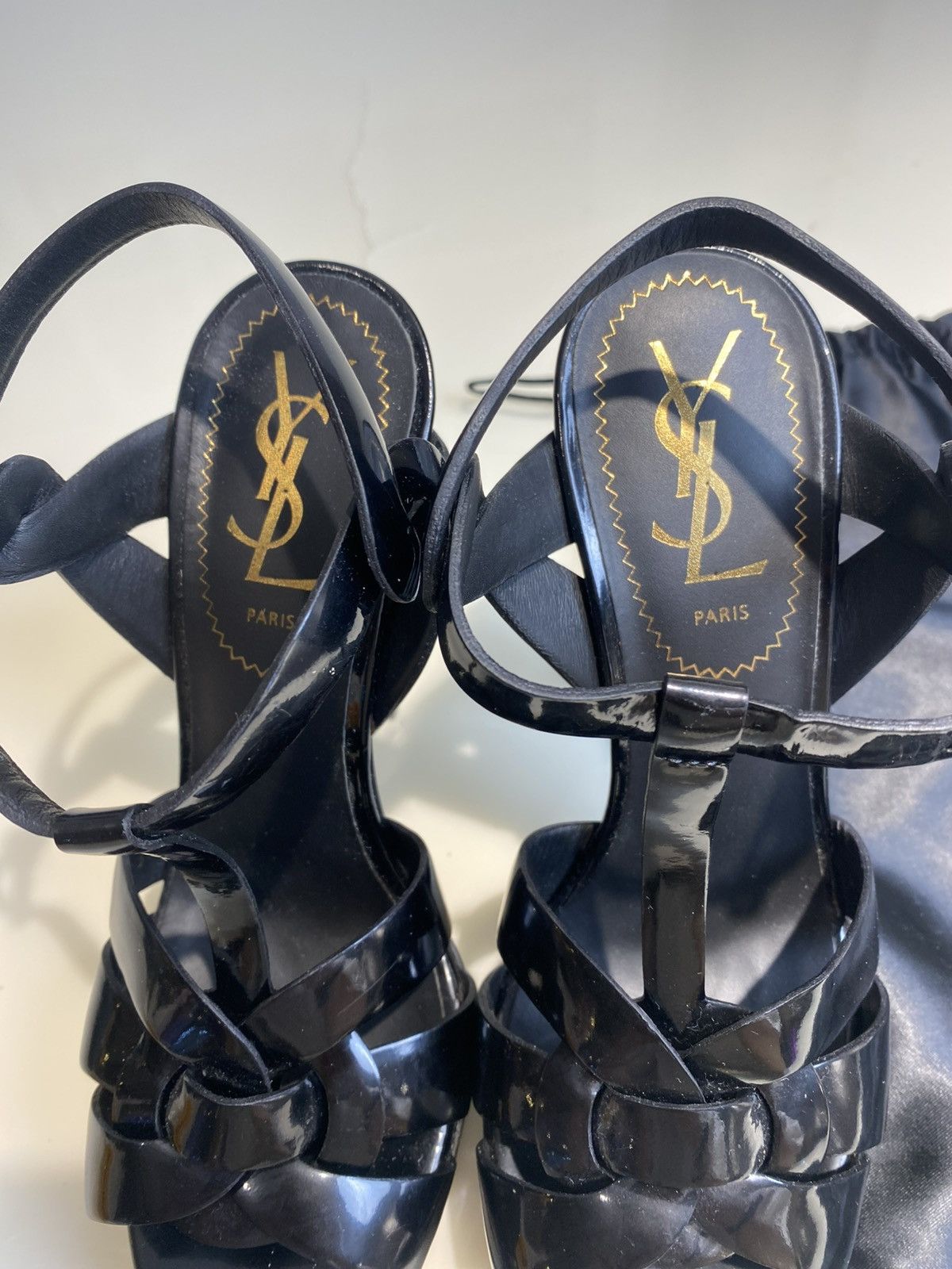 Yves Saint Laurent YSL Pastel Black Patent Leather Tribute Heels Size5 Size US 5 / IT 35 - 11 Thumbnail