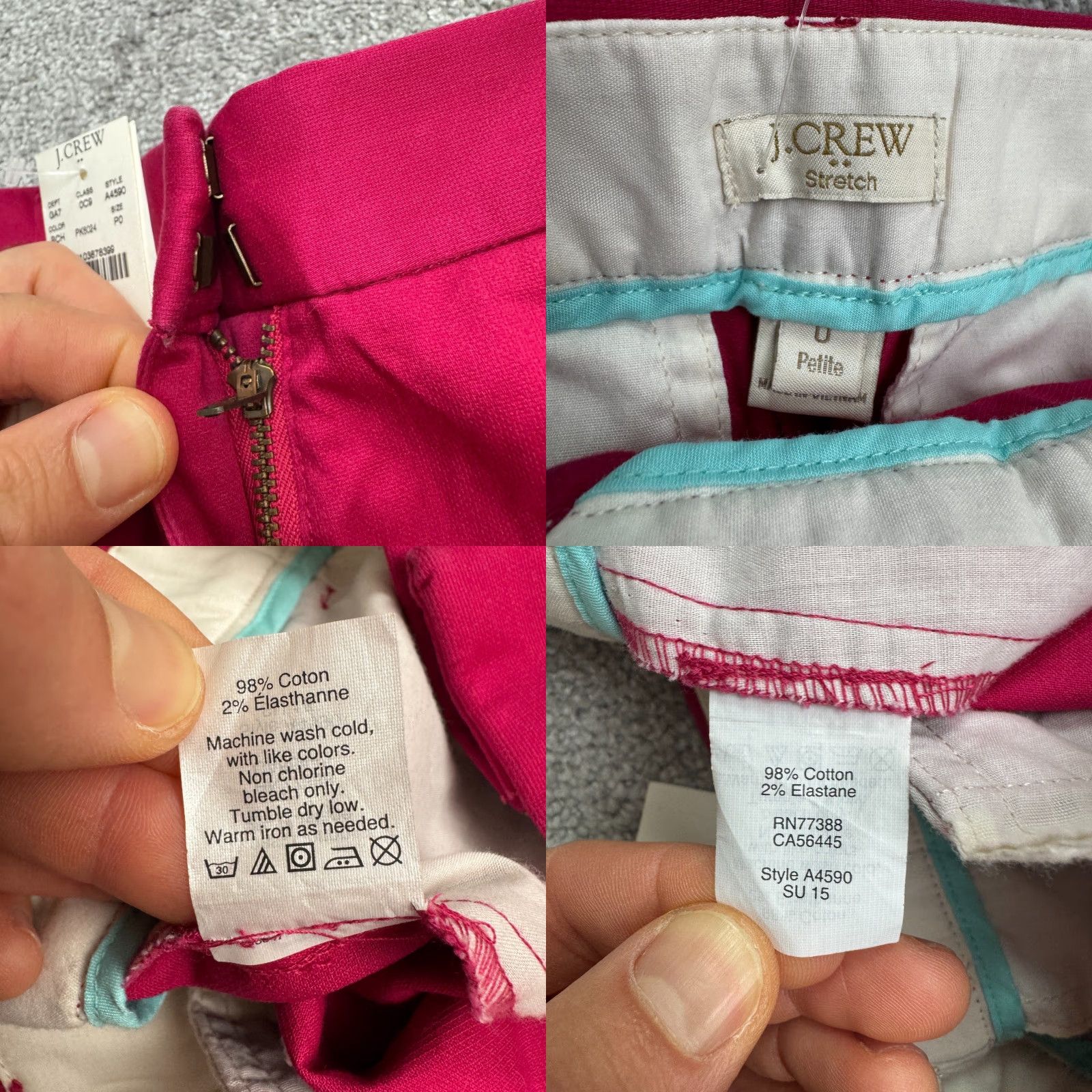 J.Crew VINTAGE? No — J.CREW Pink Cropped Tapered Leg Pants Womens 0P Petite Twill Cotton Cropped Pants, 23 in Inseam, 7? Wait. Size 25" / US 0 / IT 36 - 8 Thumbnail