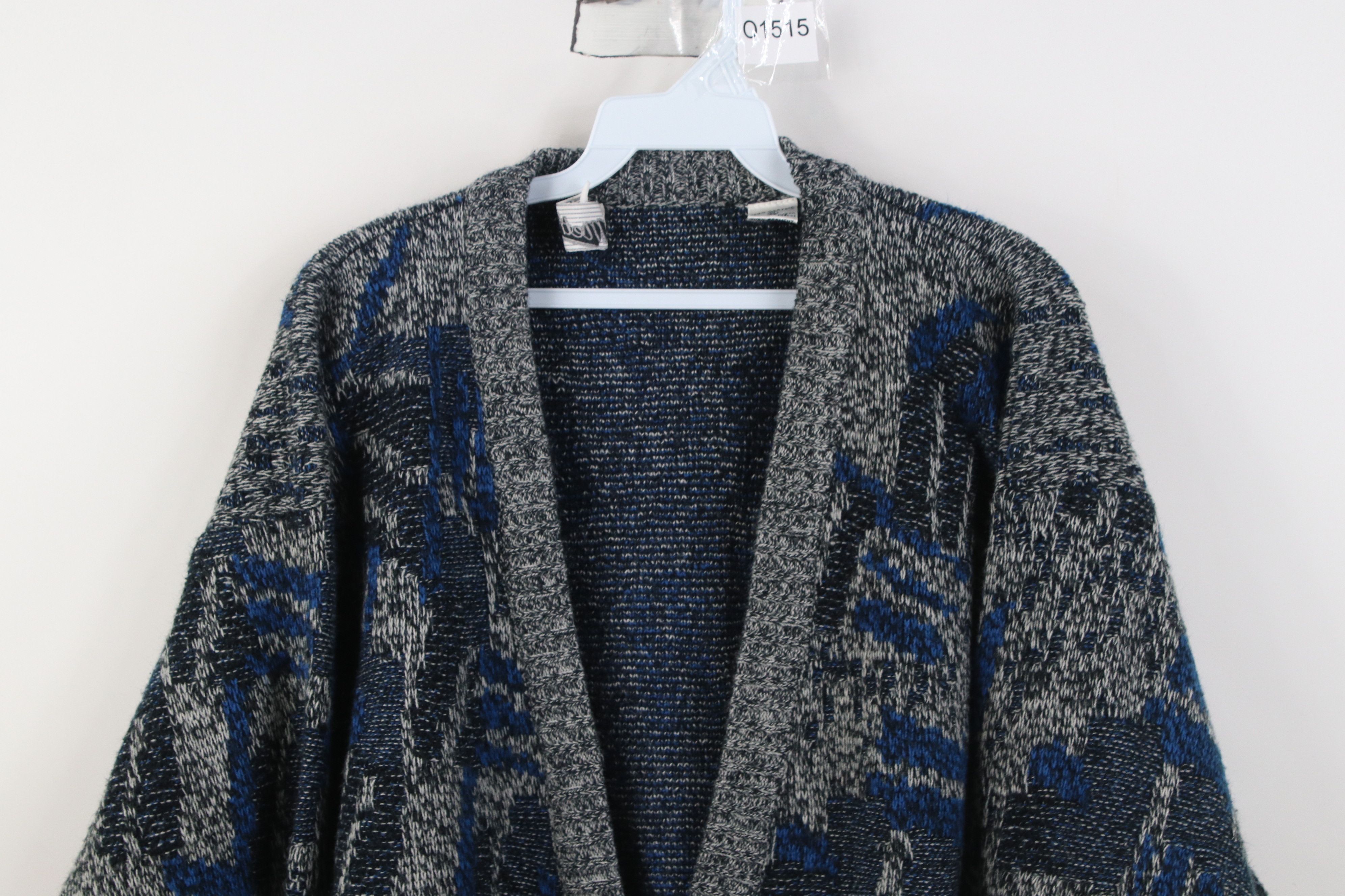 Vintage Vintage 90s Streetwear Geometric Knit Cardigan Sweater Size US XL / EU 56 / 4 - 2 Thumbnail