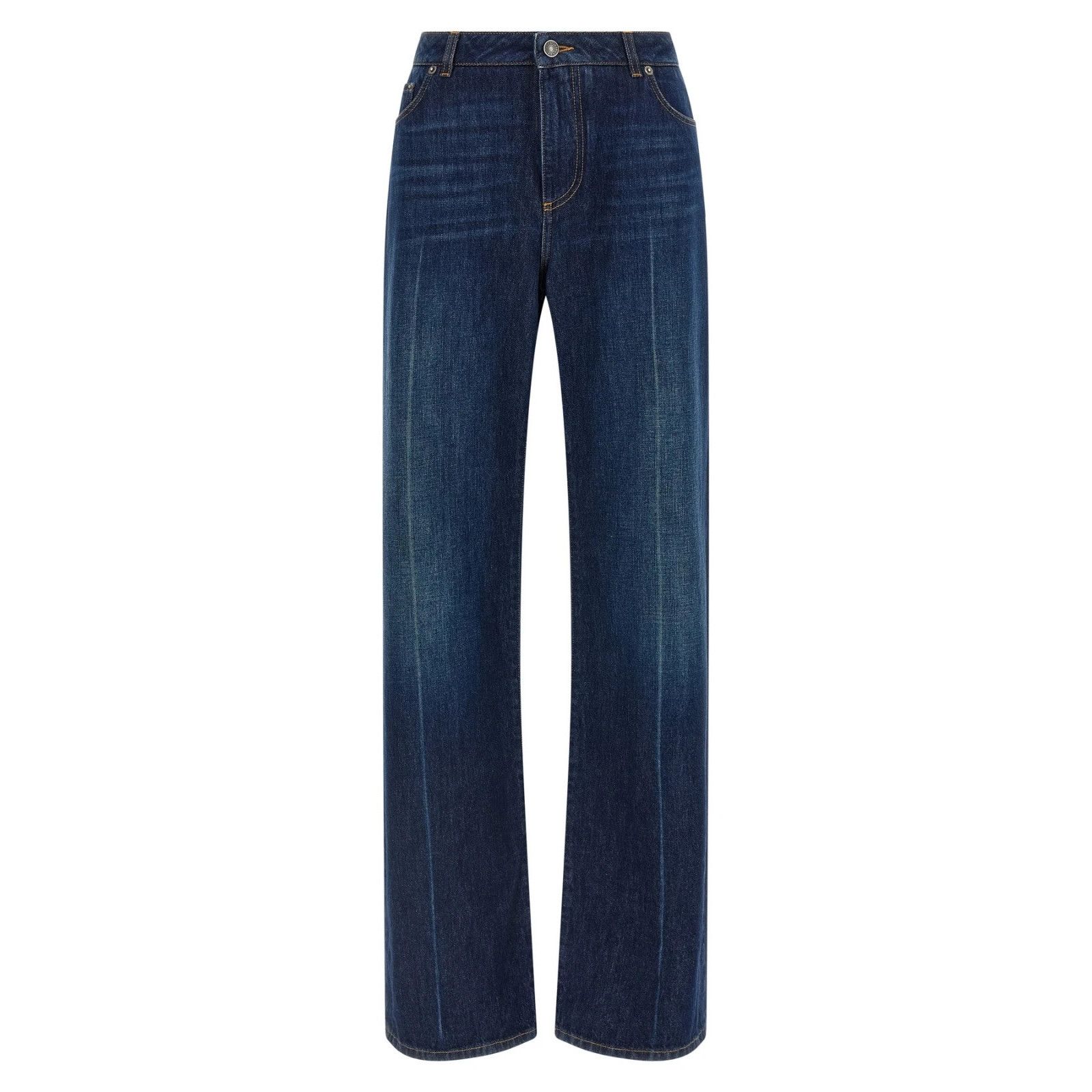 DOLCE&GABBANA Stretched Pleated Trompe Loeil Blue Denim Pant