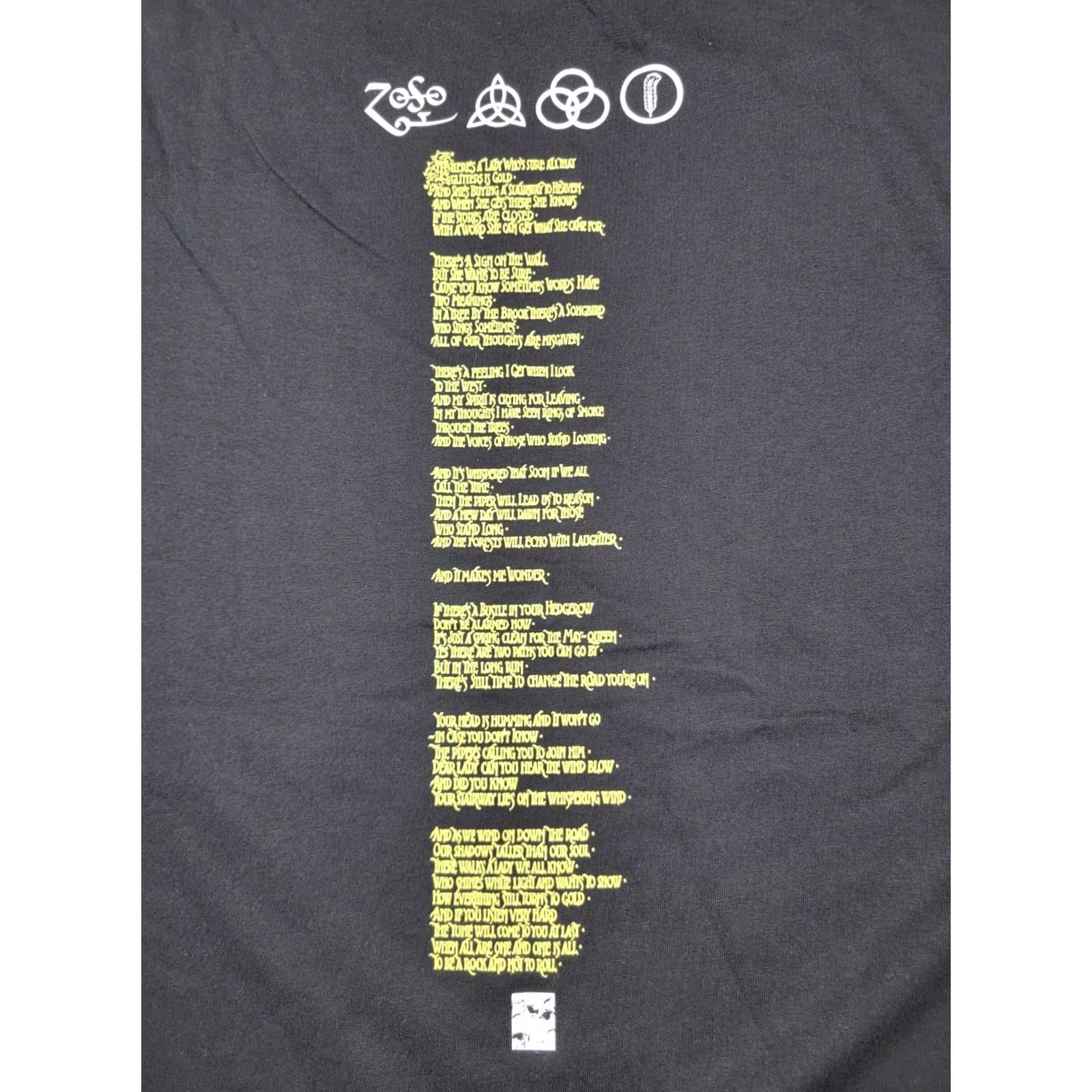 Hanes Led Zeppelin Shirt Adult XL Black Stairway To Heaven Zoso Lyrics On Back 2005 Size US XL / EU 56 / 4 - 6 Thumbnail