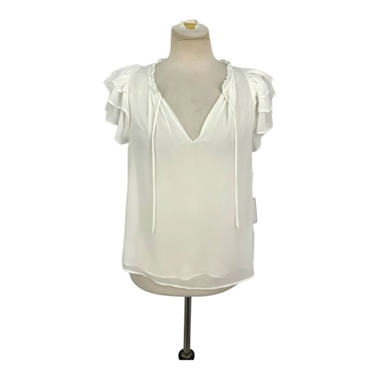 Other 1.State Flutter Sleeve Chiffon Blouse Ivory XS NWT $79 MSRP Size XS / US 0-2 / IT 36-38 - 2 Thumbnail