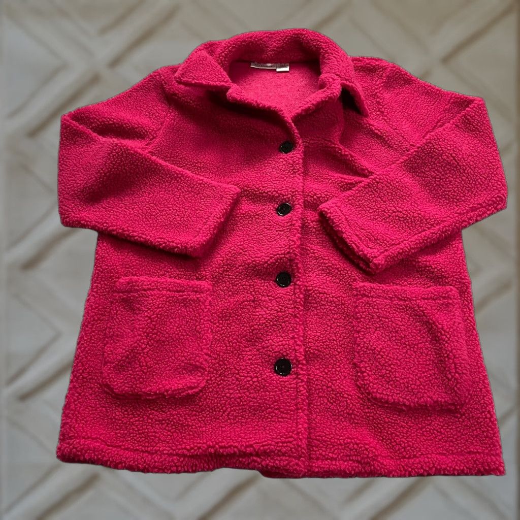 Vintage CW Classics Jacket Women's Medium Pink Collared Sherpa Coat with Pockets, Button Down, Zip, Fall/Winter, Casual, Travel, Regular Fit Size M / US 6-8 / IT 42-44 - 1 Thumbnail