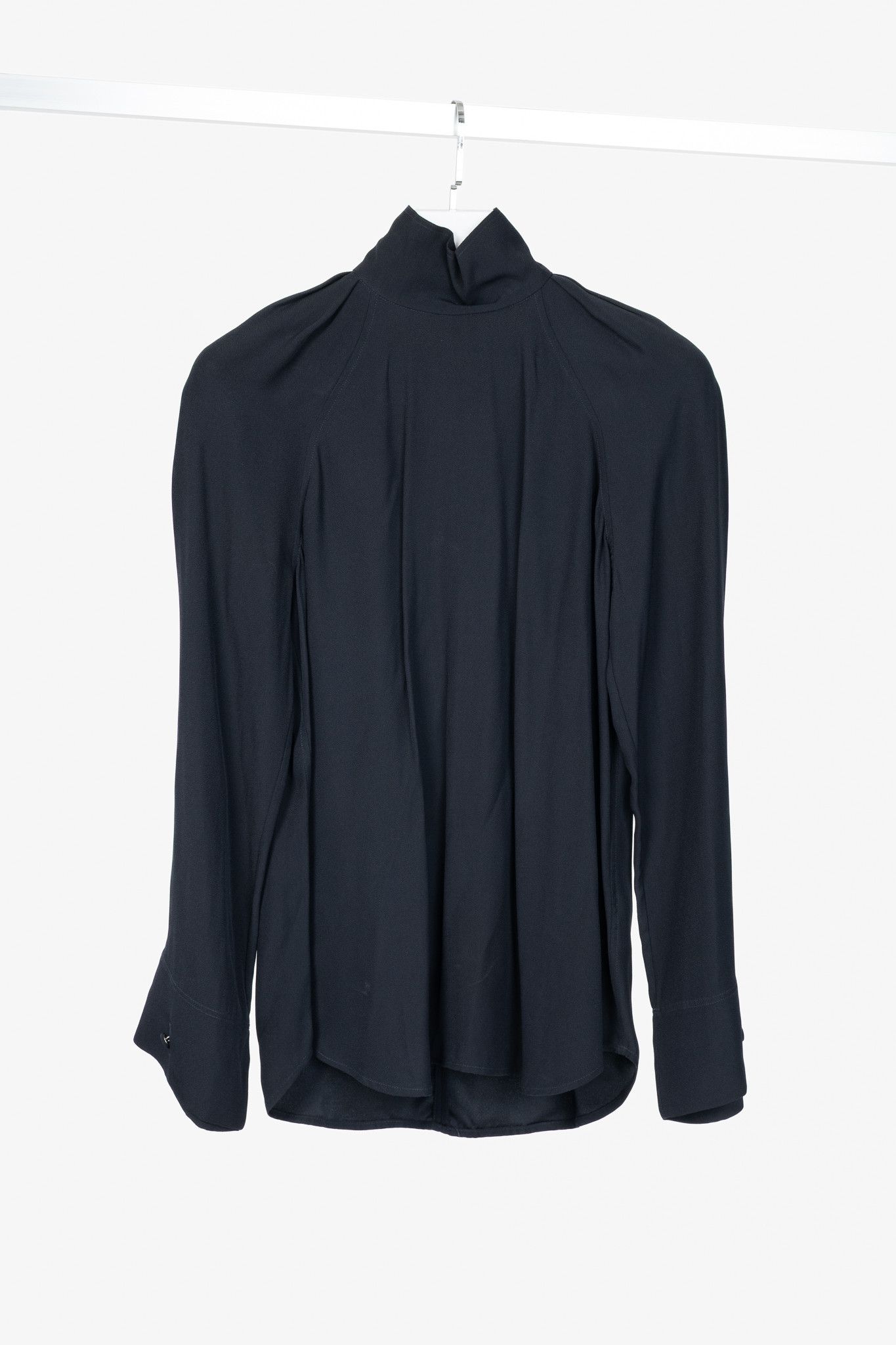 Toteme Toteme Navy High-Neck Crepe Blouse Size S / US 4 / IT 40 - 1 Thumbnail