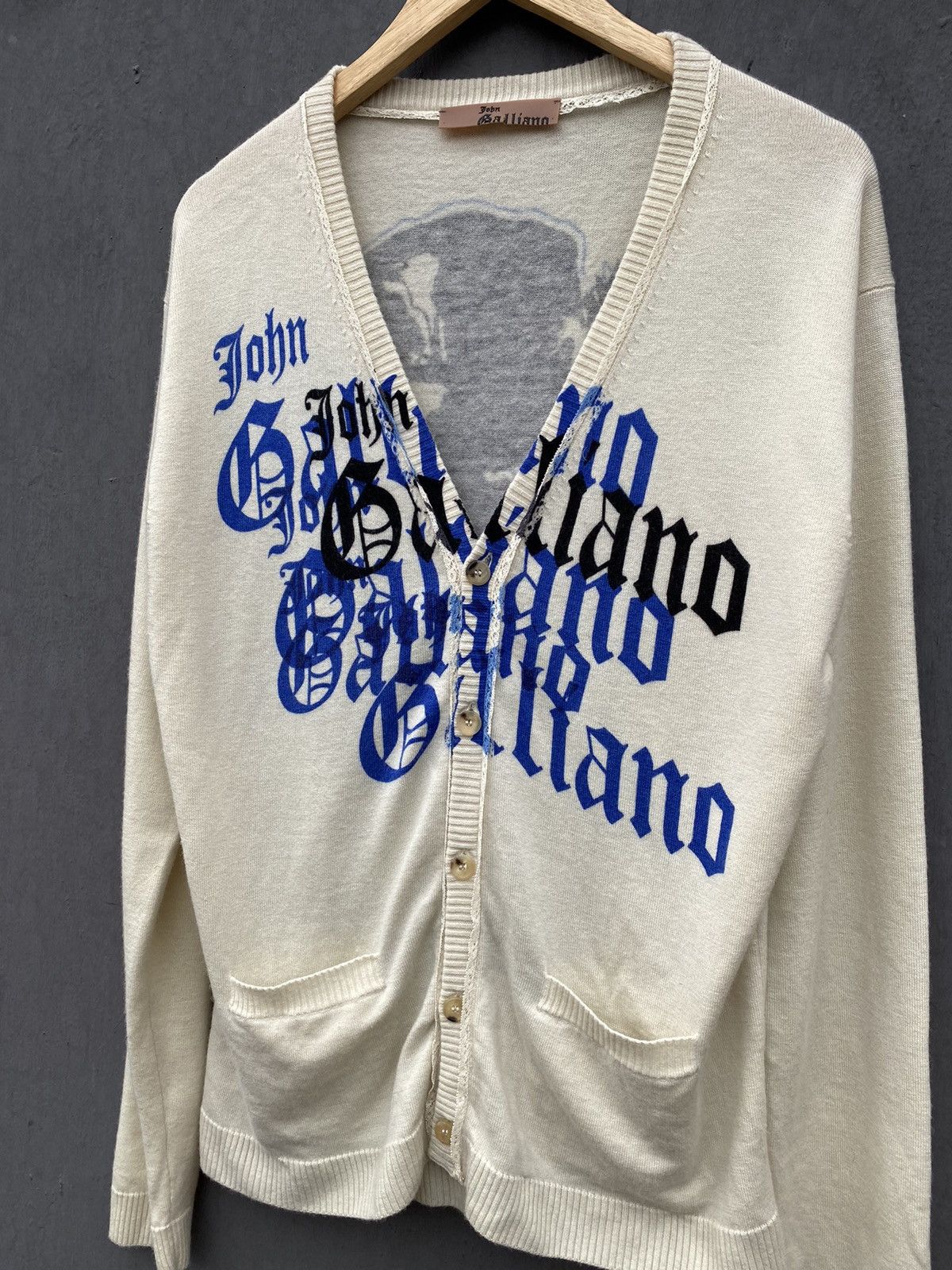 John Galliano × Vintage John Galliano wool cardigan back two face print size L Rare Size US L / EU 52-54 / 3 - 3 Thumbnail