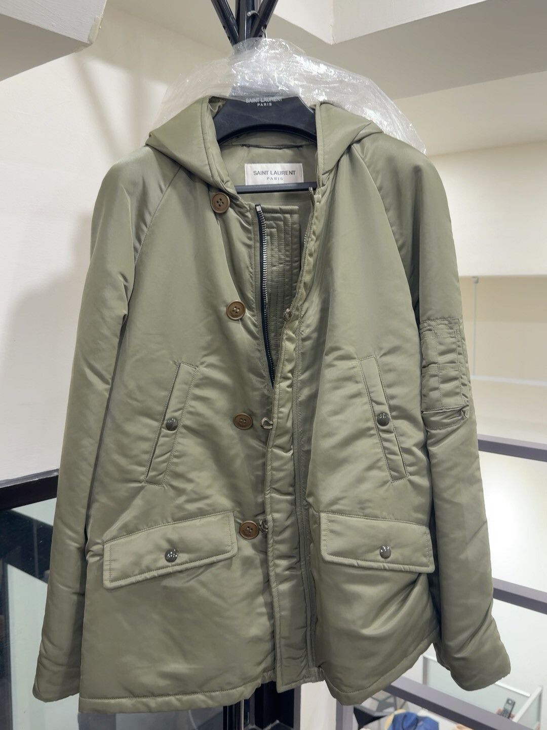 Saint Laurent Paris Saint Laurent Green Cotton Jacket Size 48 Size US M / EU 48-50 / 2 - 1 Thumbnail