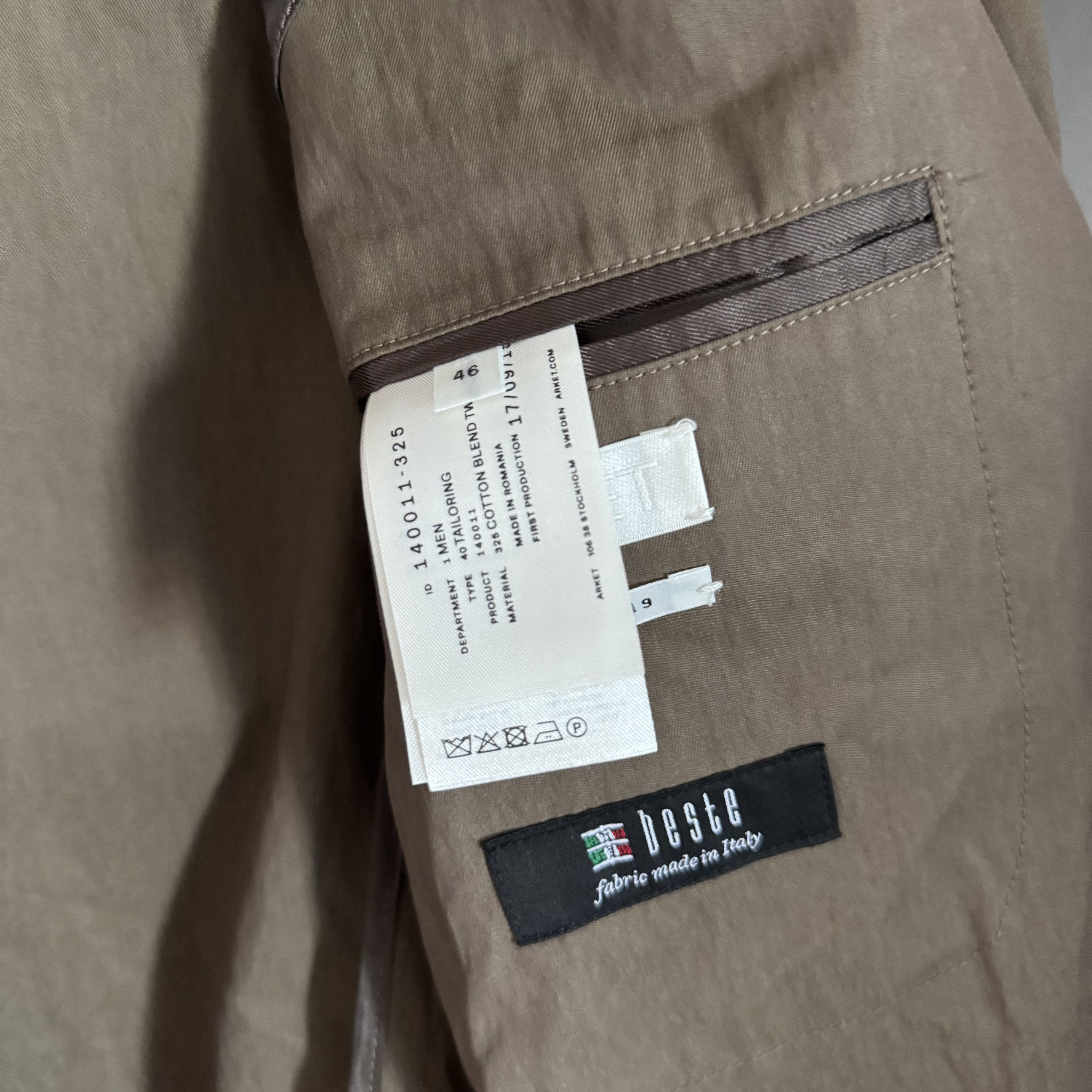 ARKET BESTE 319 Italy Cotton Nylon Twill Brown Blazer Jacket