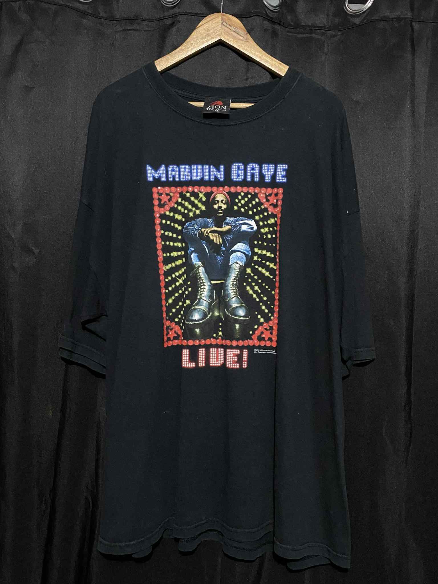 Band Tees Vintage Marvin Gaye Live T Shirt 2004 Zion Rootswear 00s Size US XXL / EU 58 / 5 - 1 Thumbnail
