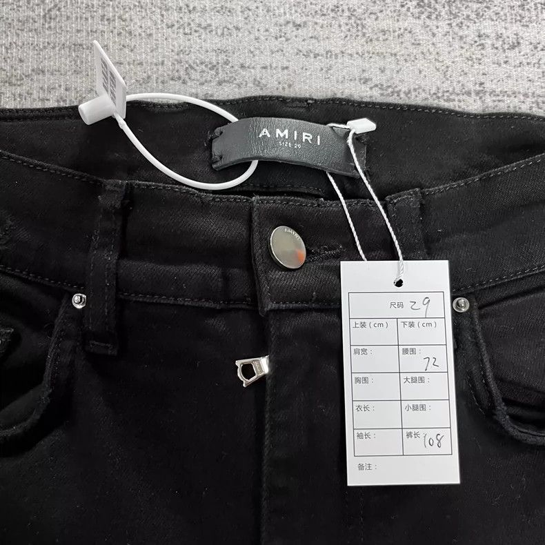 Amiri Amiri Mx1 black leather-blocked jeans 2502-Nextarrow Size US 29 - 4 Thumbnail