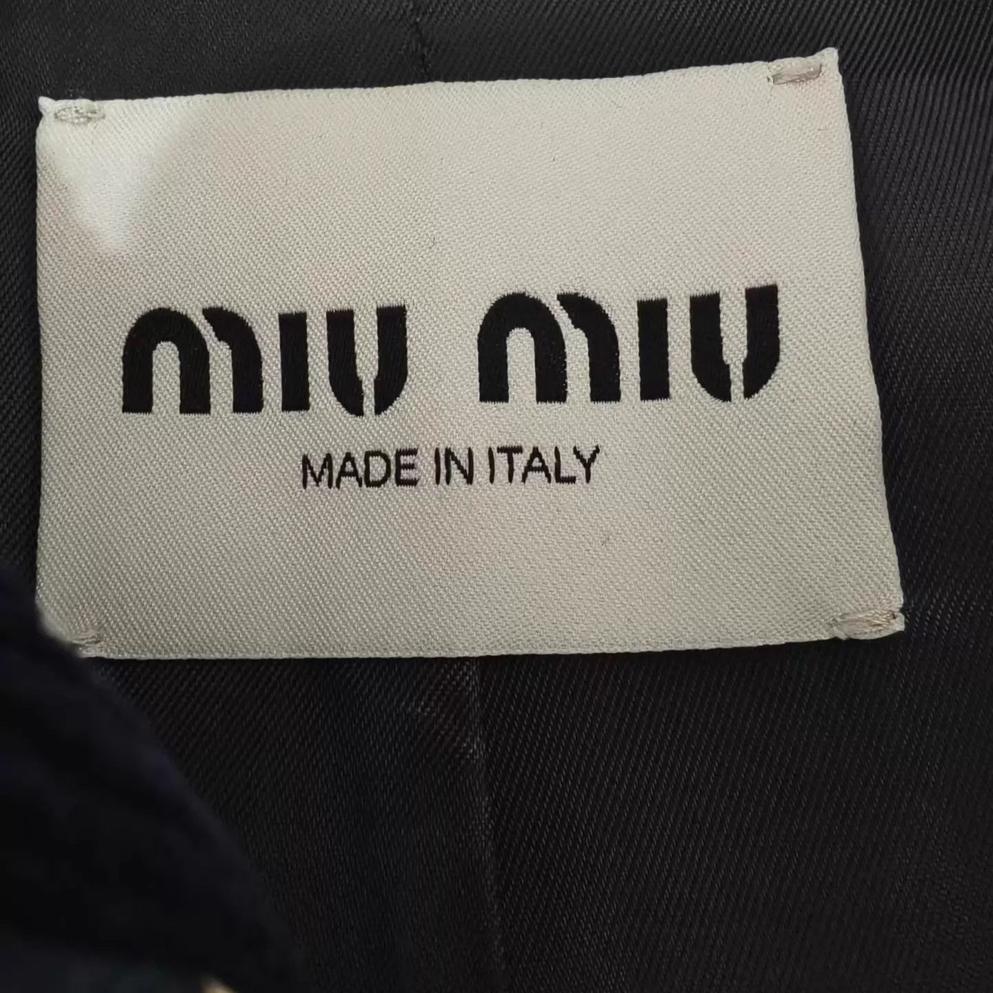 Miu Miu MIU MIU Women's Navy Blue Crystal Logo Flap Pocket Jacket Size XS / US 0-2 / IT 36-38 - 3 Thumbnail