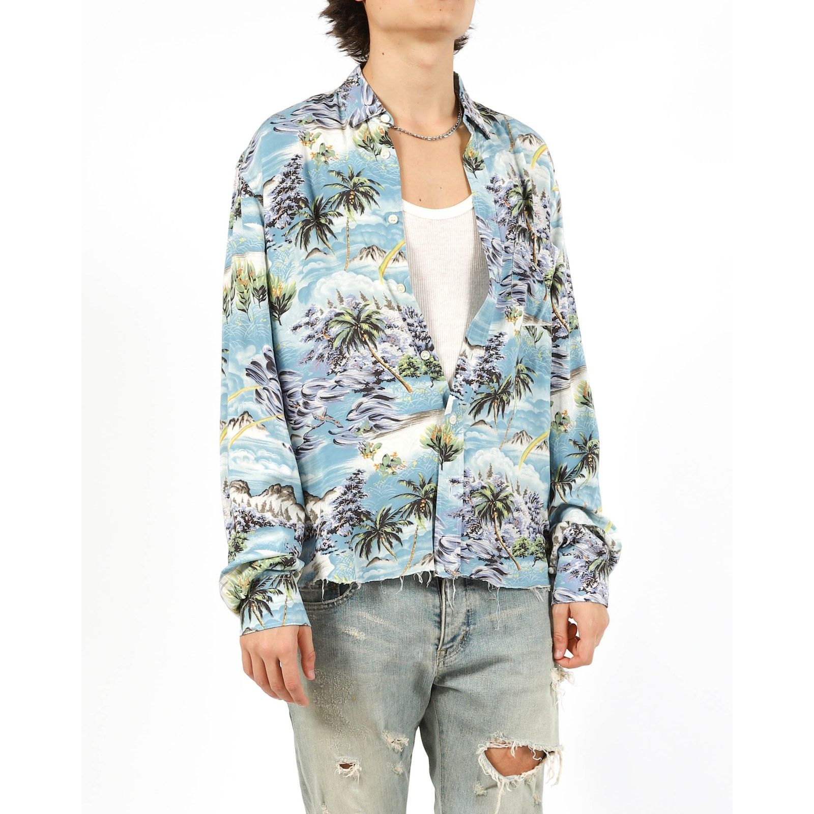 Saint Laurent Paris SS16 Raw Hem Hawai Shirt in Printed Viscose Size US M / EU 48-50 / 2 - 1 Thumbnail