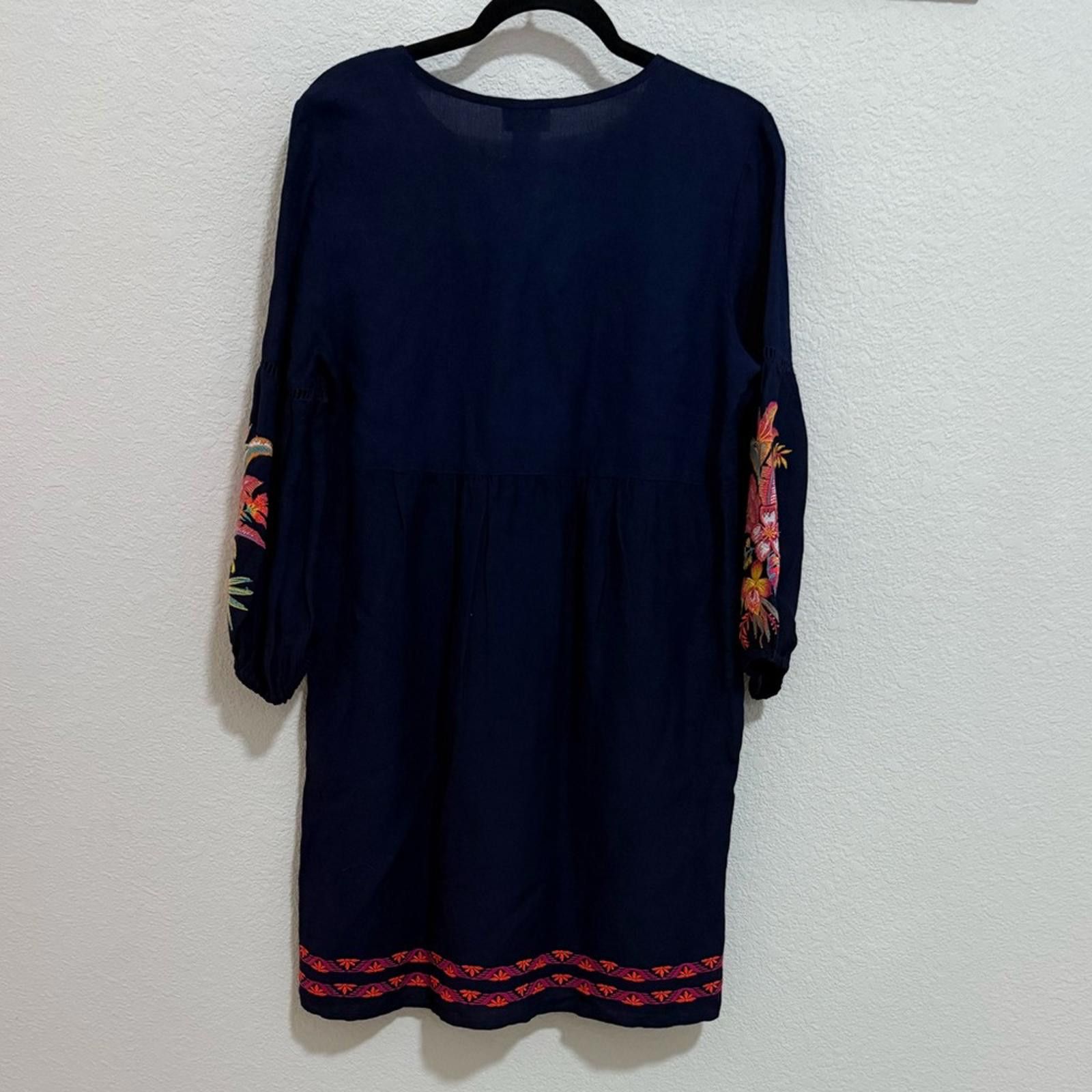Tommy Bahama Tommy Bahama Navy Tunic Dress 3/4 Sleeve Embroidered Boho XS Size XS / US 0-2 / IT 36-38 - 9 Thumbnail
