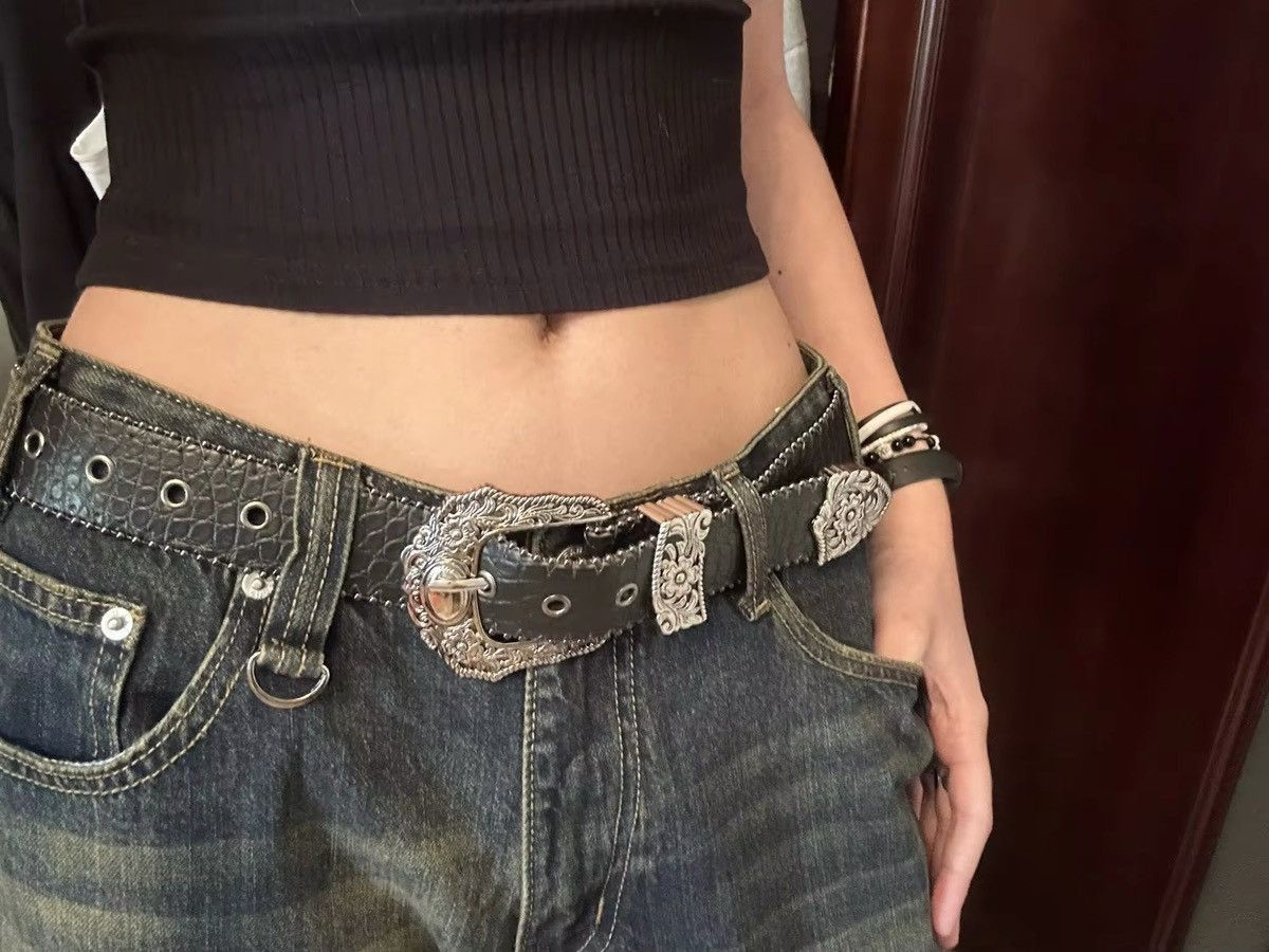 Cowboy Equipment × Leather american western silver snakeskin pu leather belt Size ONE SIZE - 6 Thumbnail