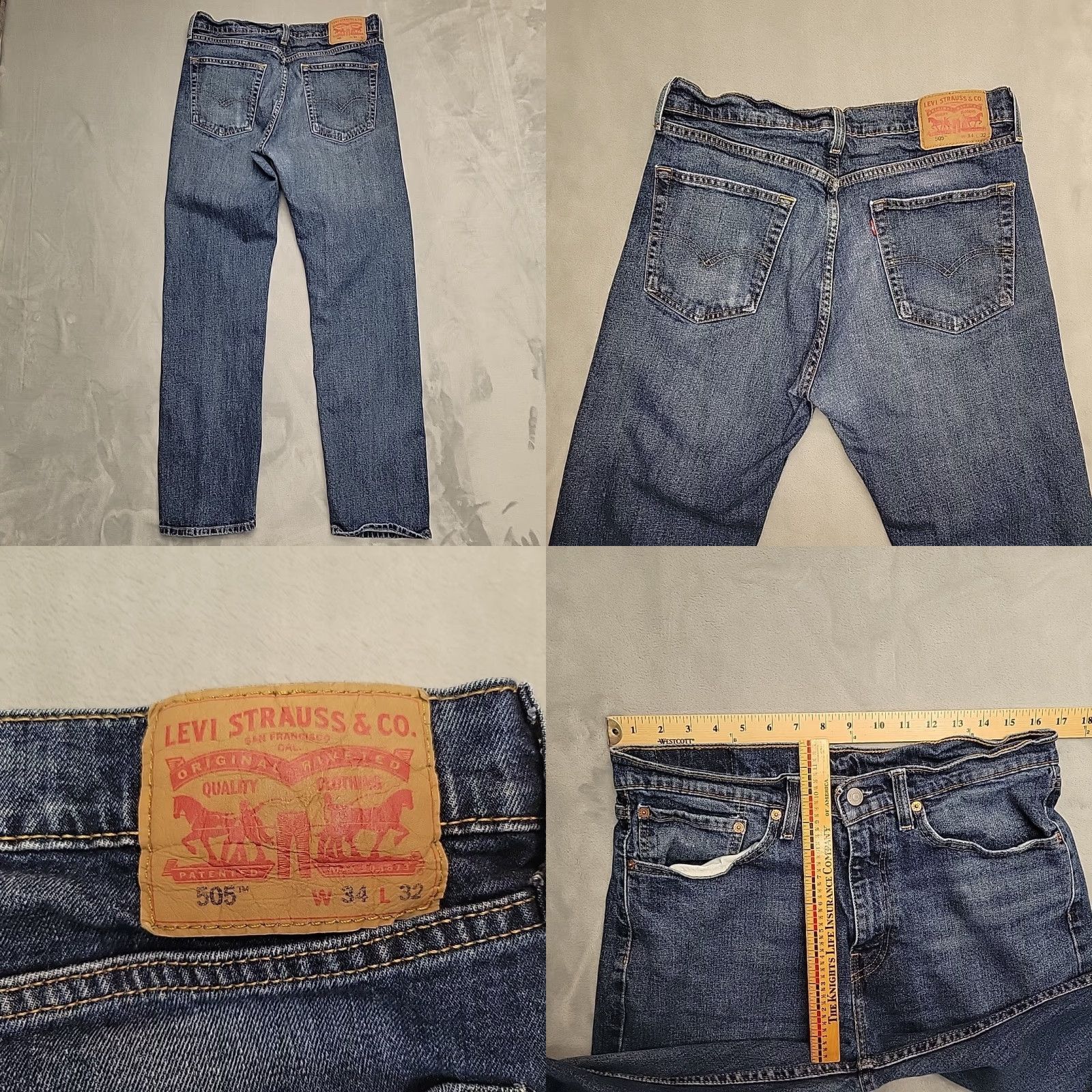 Vintage VINTAGE Levis 505 Jeans Mens 34x32 Blue Regular Fit Straight Leg Denim Everyday Comfort Size US 34 / EU 50 - 8 Thumbnail