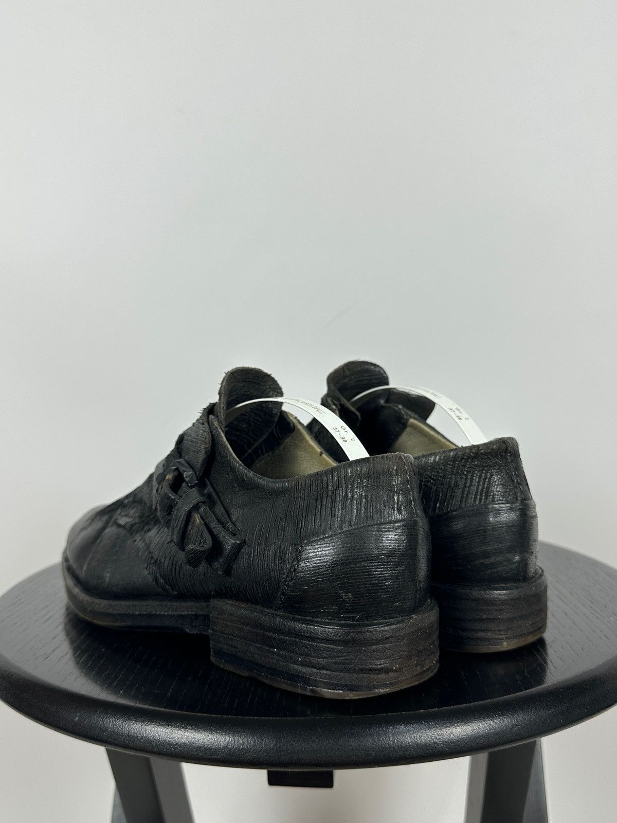 A.S.98 A.S.98 Black Distressed Leather Monk Strap Shoes Size US 6 / IT 36 - 4 Thumbnail