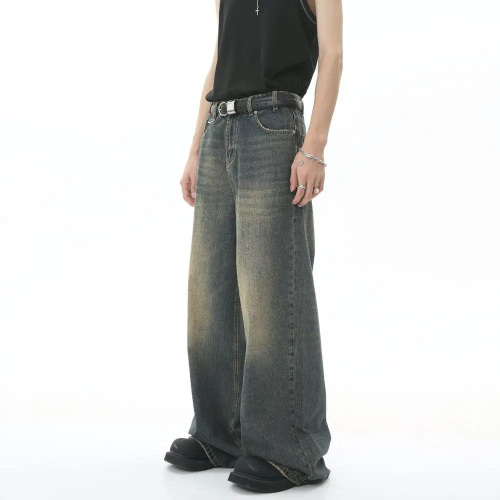 Japanese Brand × Jean Vintage Distressed Loose Wide Leg Mopping Jeans Size US 28 / EU 44 - 2 Thumbnail