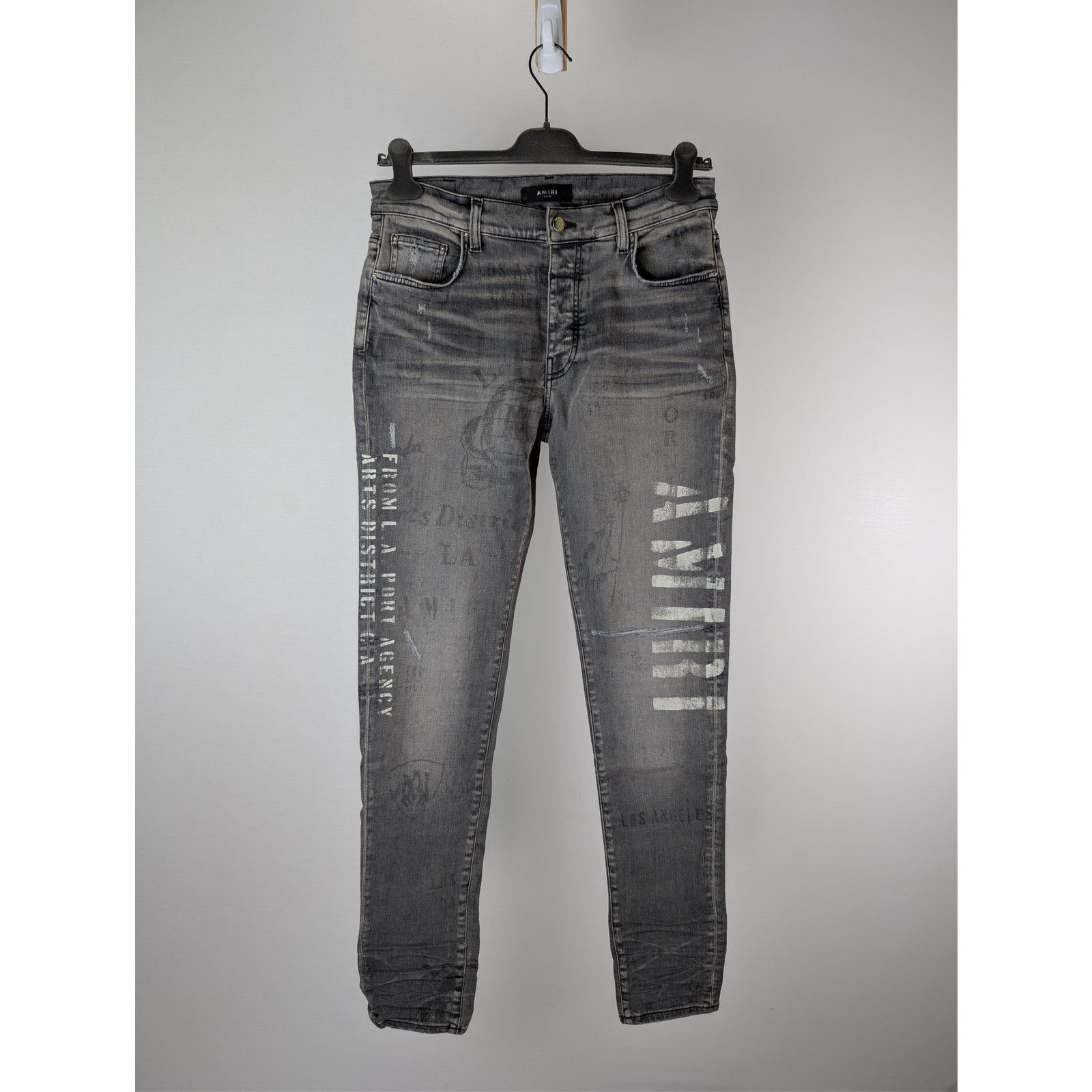 Amiri o1rshd1 Q:2 / Military Stencil Jean Denim Jeans in Grey 36 Size US 36 / EU 52 - 1 Thumbnail