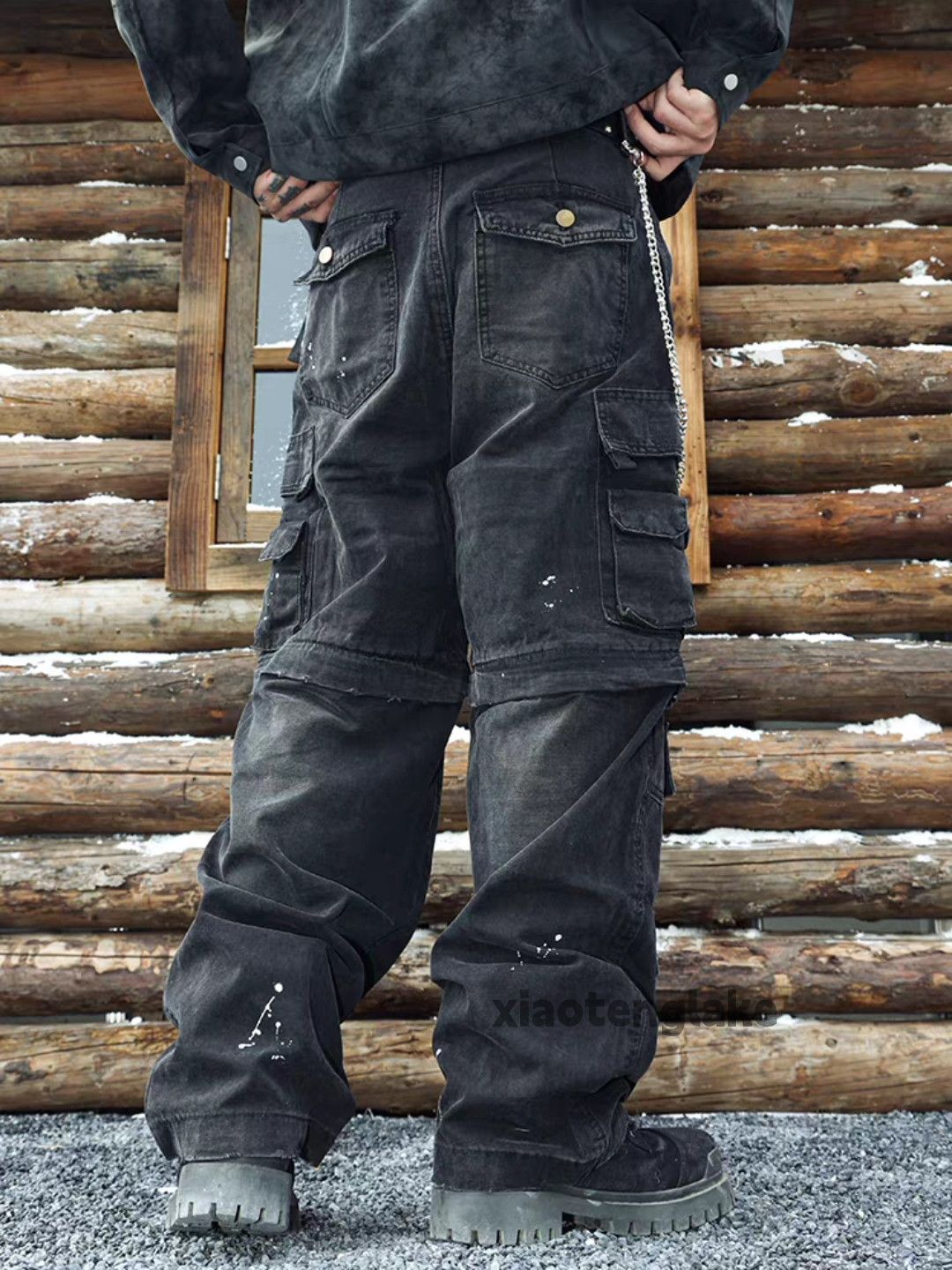 Jean Custom washed faded loose baggy skate hiphop cargo jeans Size US 30 / EU 46 - 7 Thumbnail